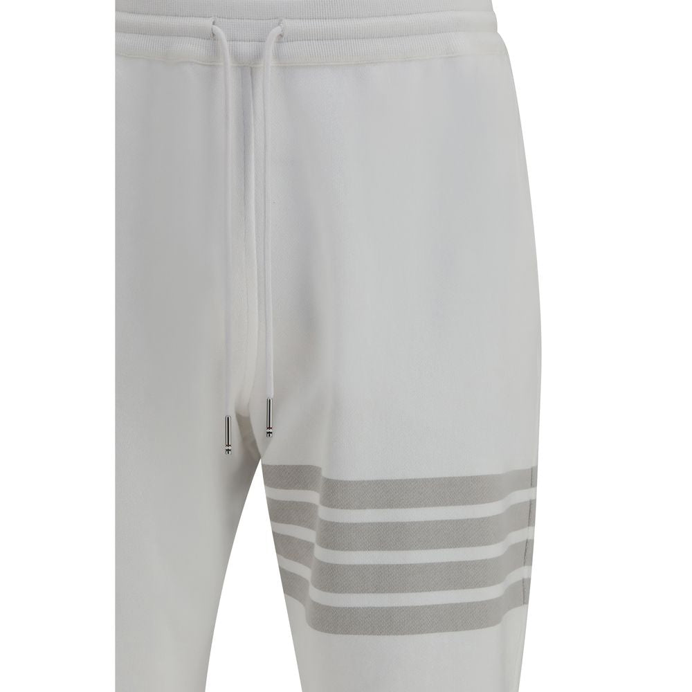 Thom Browne White Cotton Joggers (Workout Pants) | Regal Royce