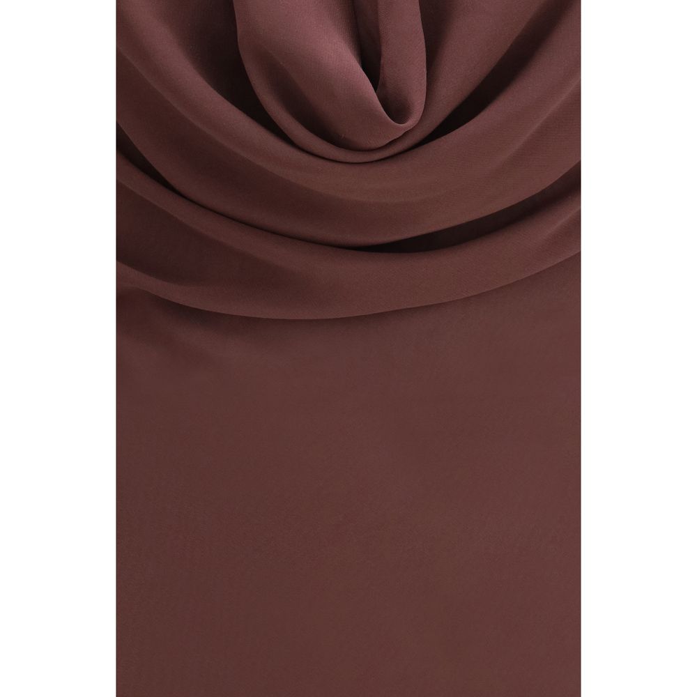 The Andamane Brown Silk Long Dress | Regal Royce