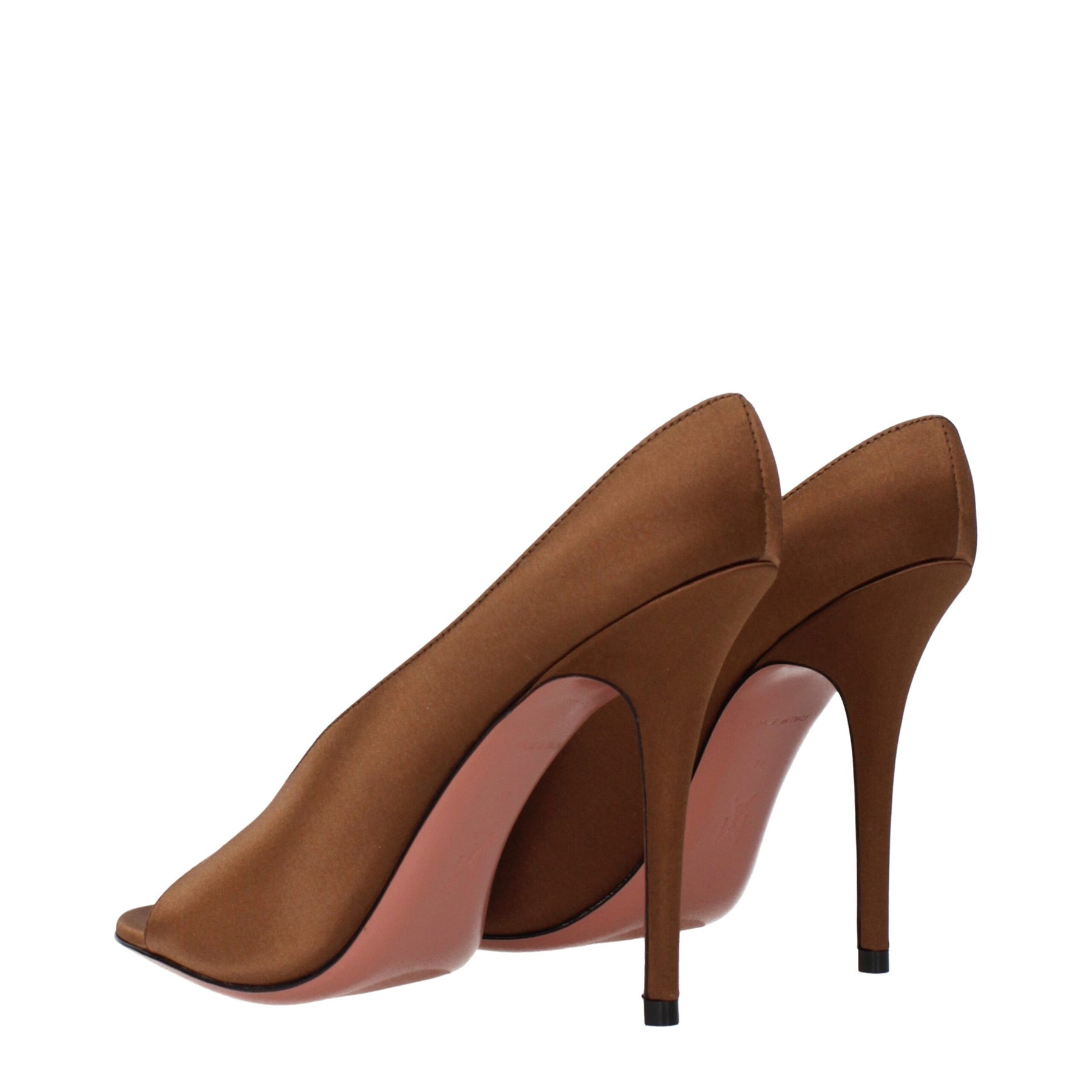 Amina Muaddi Brown Satin High Heel Pumps | Regal Royce