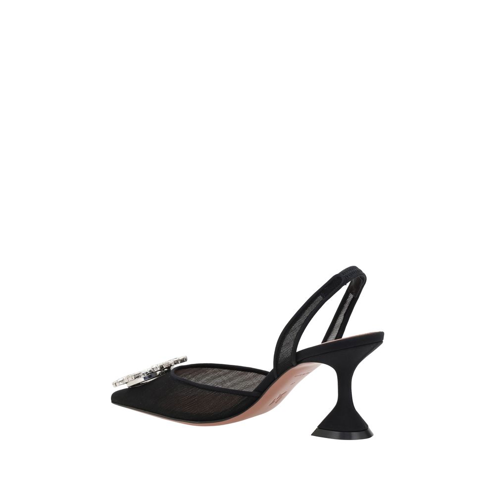 Amina Muaddi Black Polyester Pumps | Regal Royce