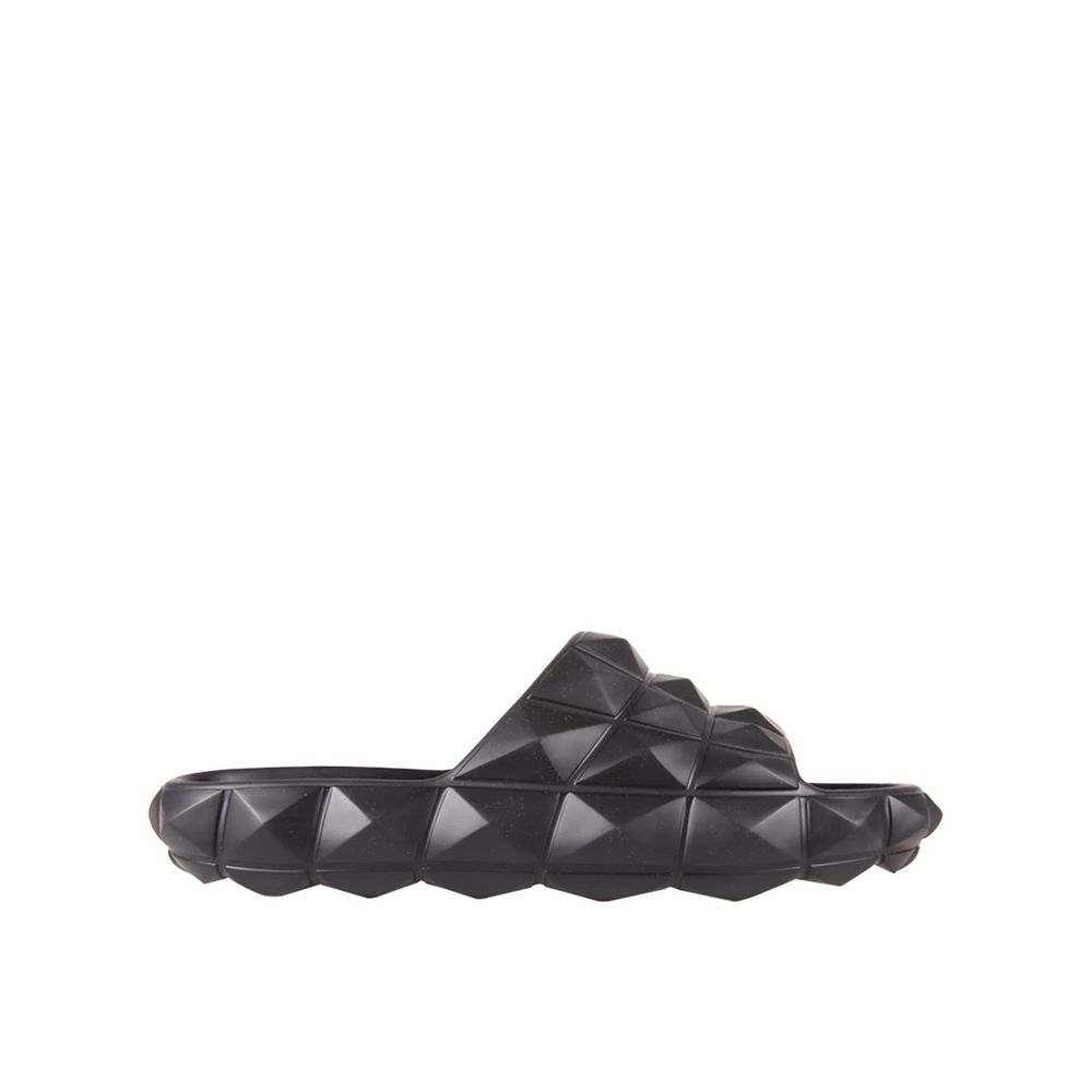 Valentino Garavani Black Rubber Slippers | Regal Royce