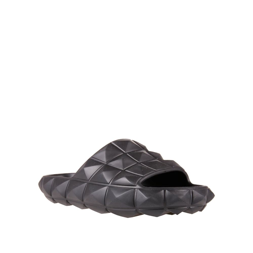 Valentino Garavani Black Rubber Slippers | Regal Royce