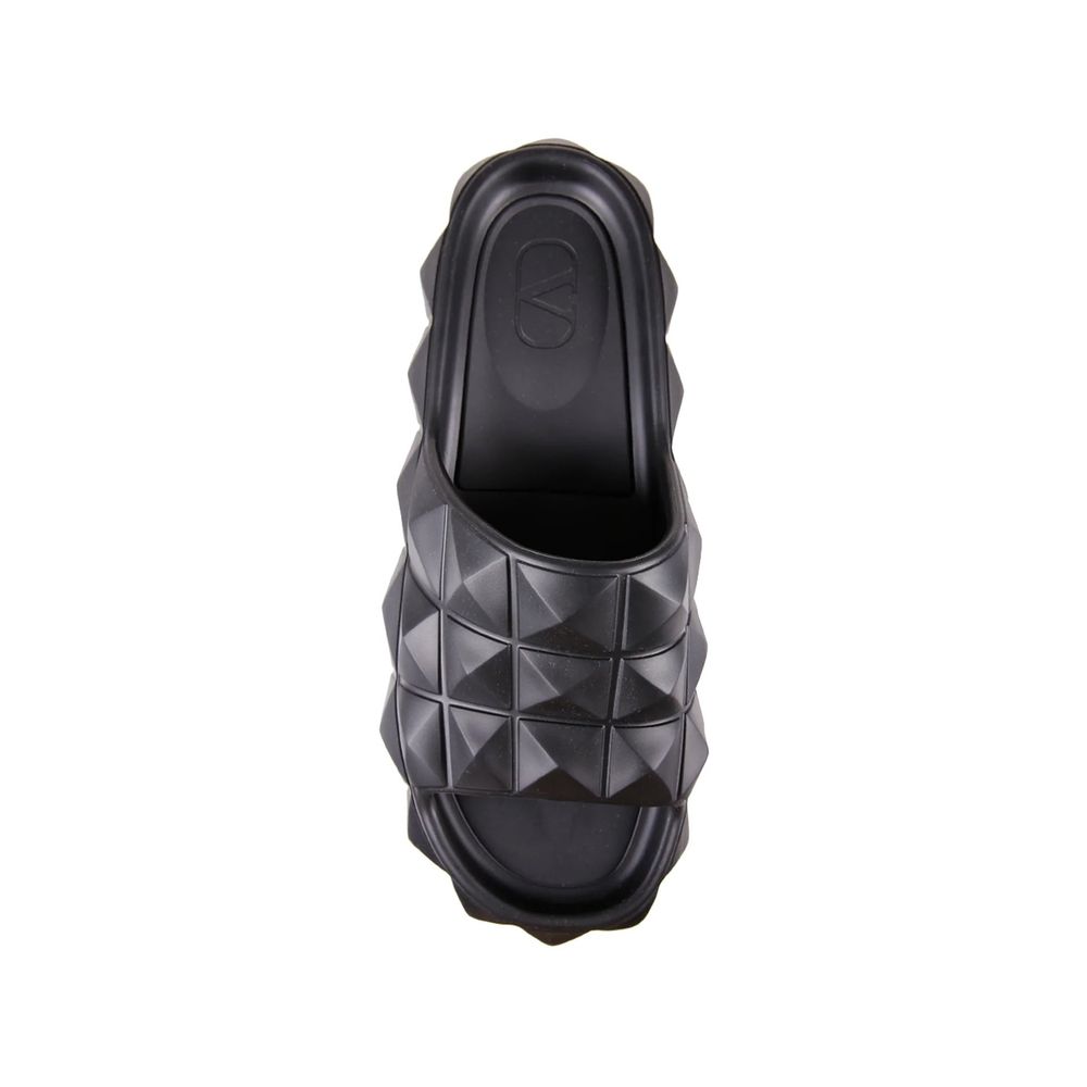 Valentino Garavani Black Rubber Slippers | Regal Royce