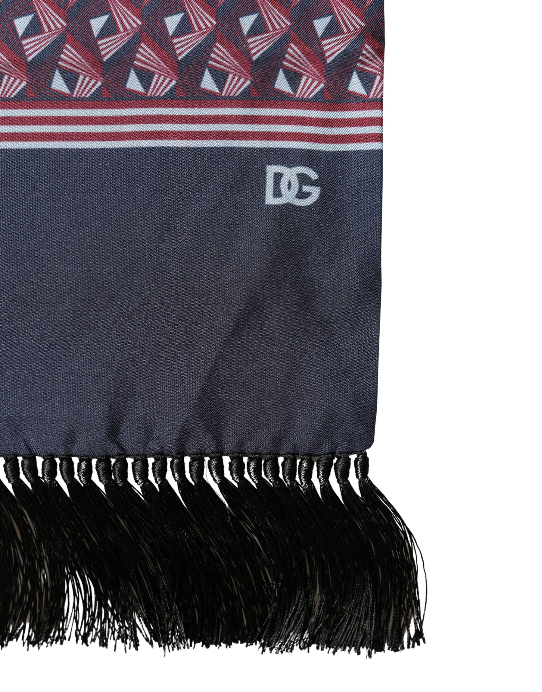 Dolce & Gabbana Multicolor Geometric Pattern Silk Fringe 142cm X 15cm Scarf | Regal Royce