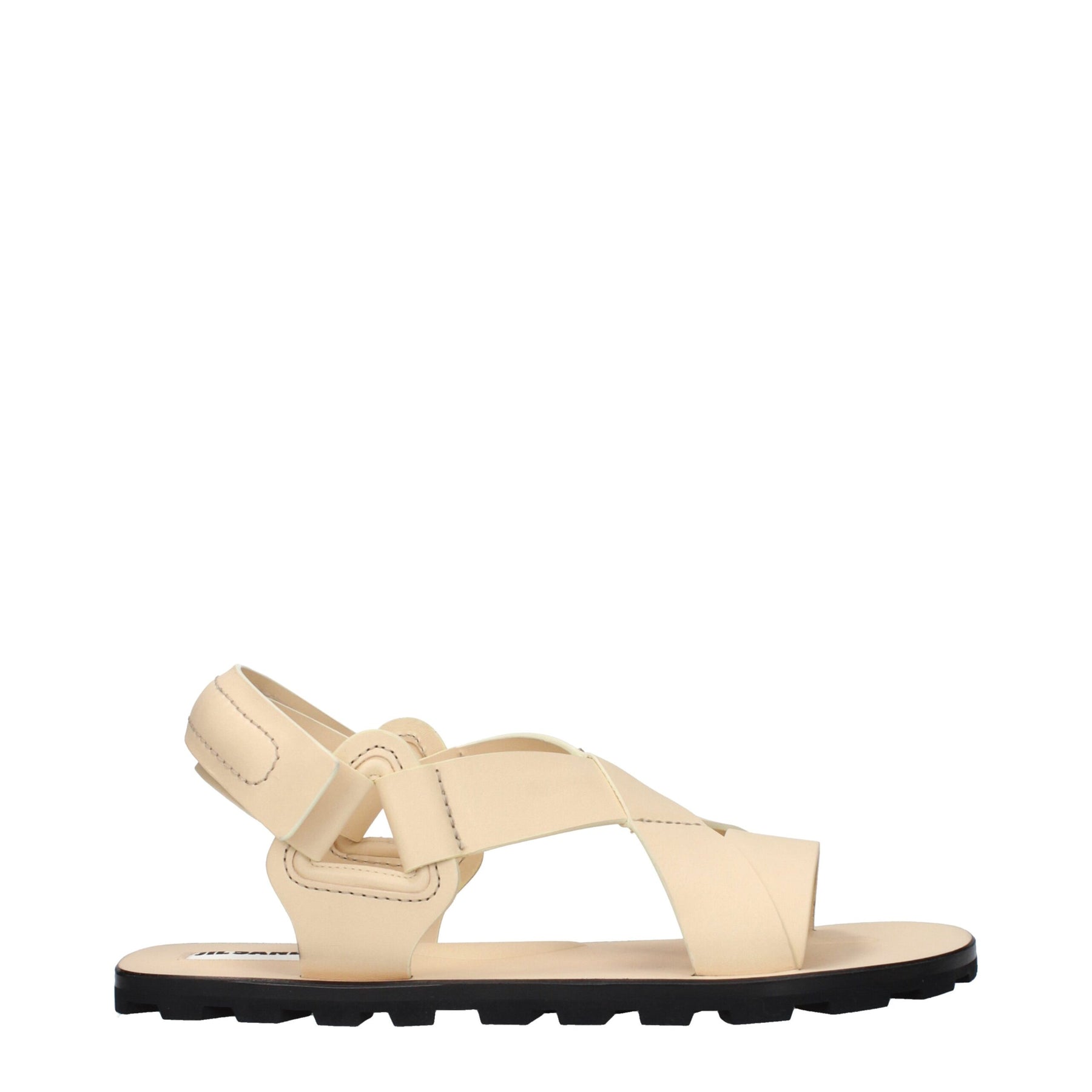 Jil Sander Beige Leather Strap-On Sandals | Regal Royce