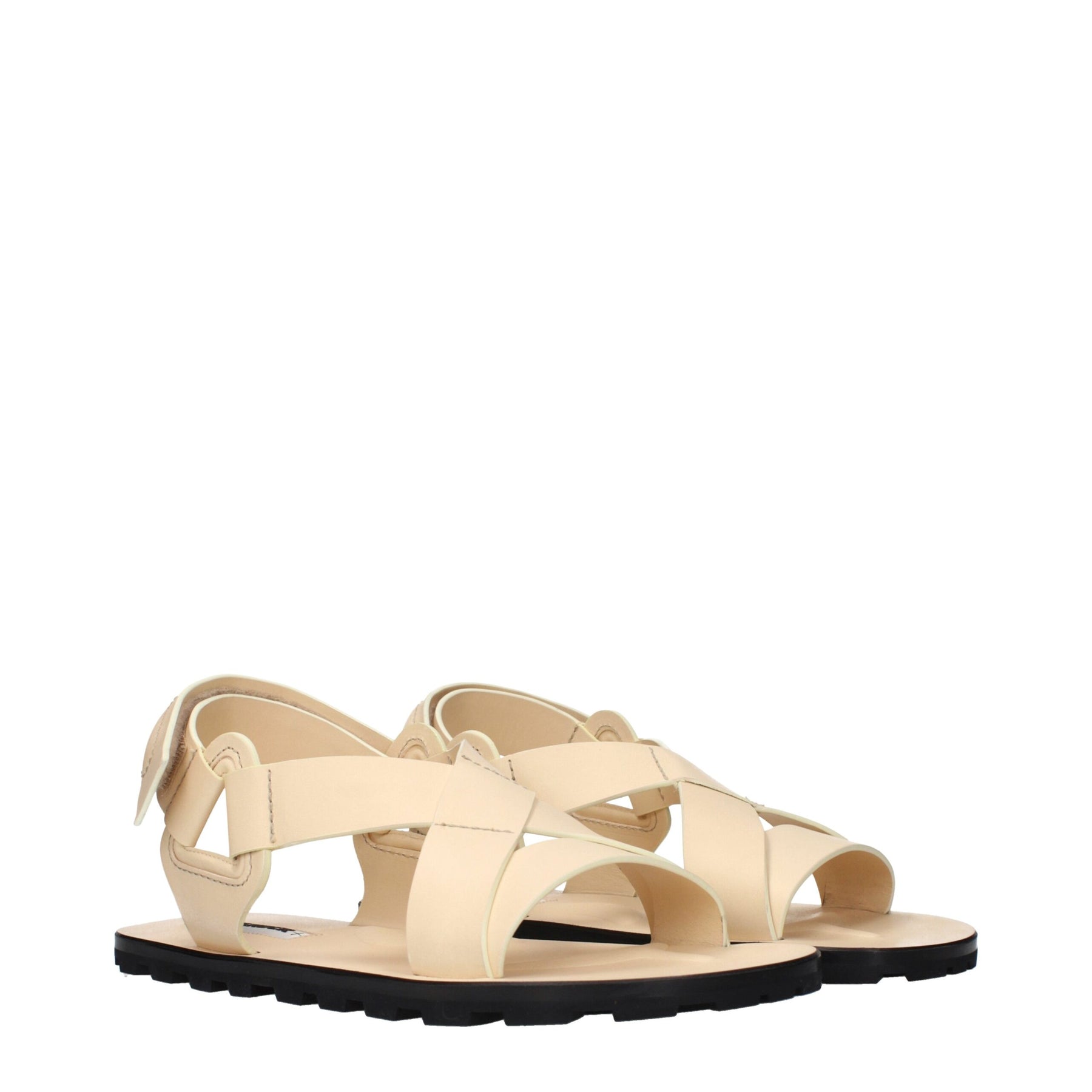 Jil Sander Beige Leather Strap-On Sandals | Regal Royce