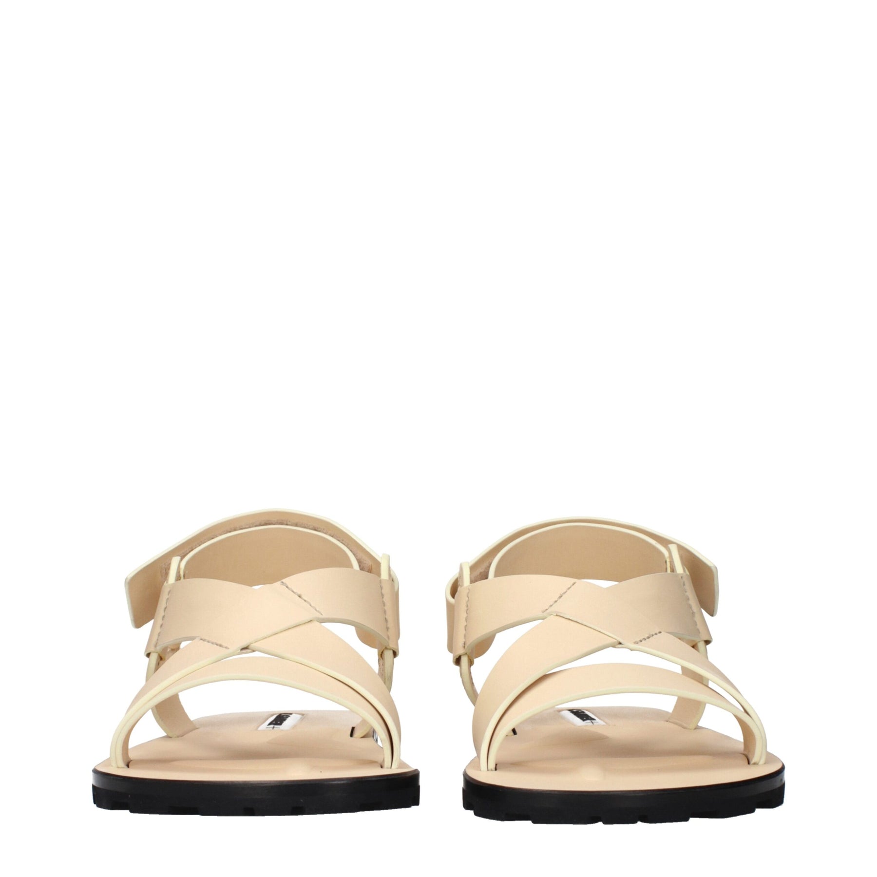 Jil Sander Beige Leather Strap-On Sandals | Regal Royce