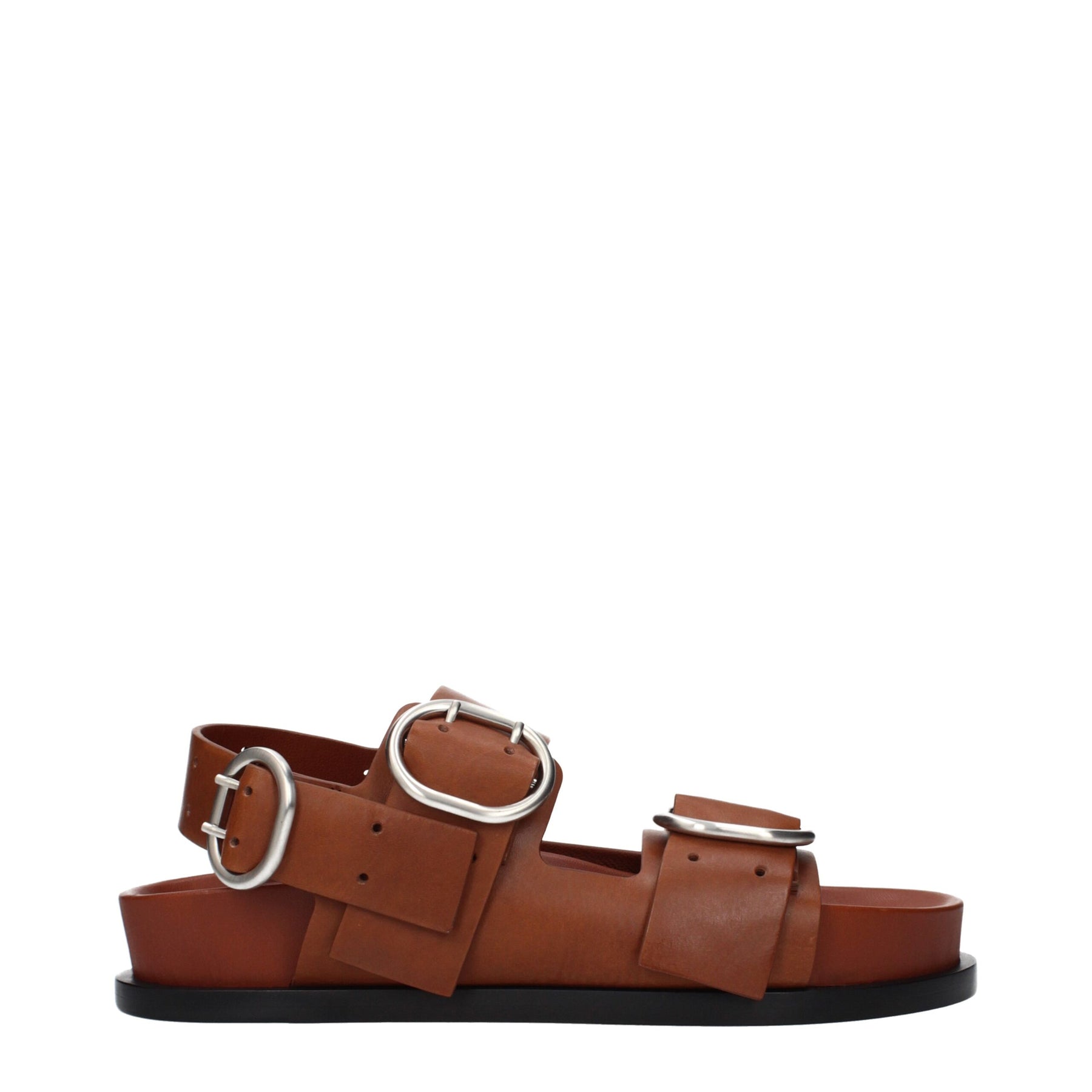 Jil Sander Brown Leather Strap-On Sandals | Regal Royce