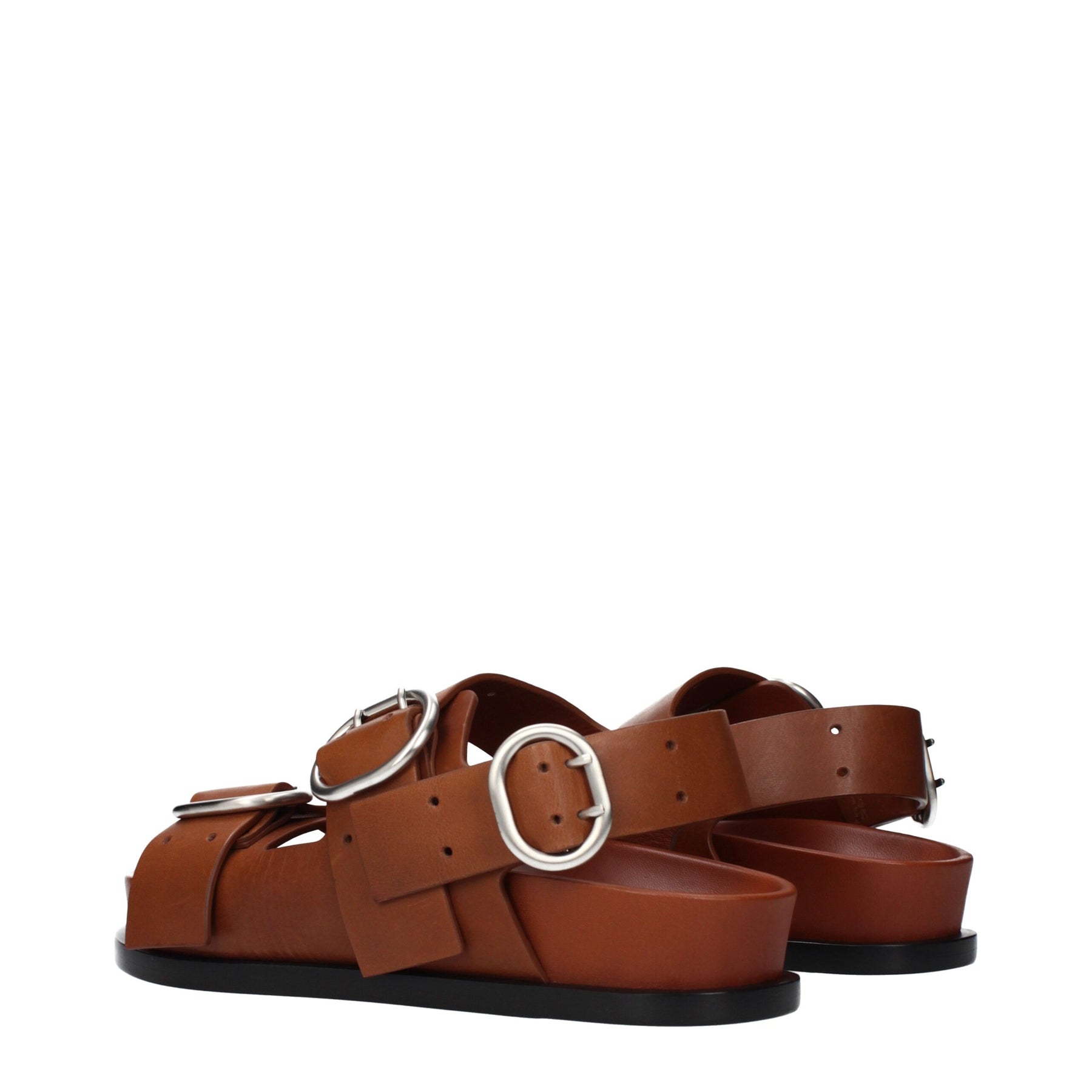 Jil Sander Brown Leather Strap-On Sandals | Regal Royce