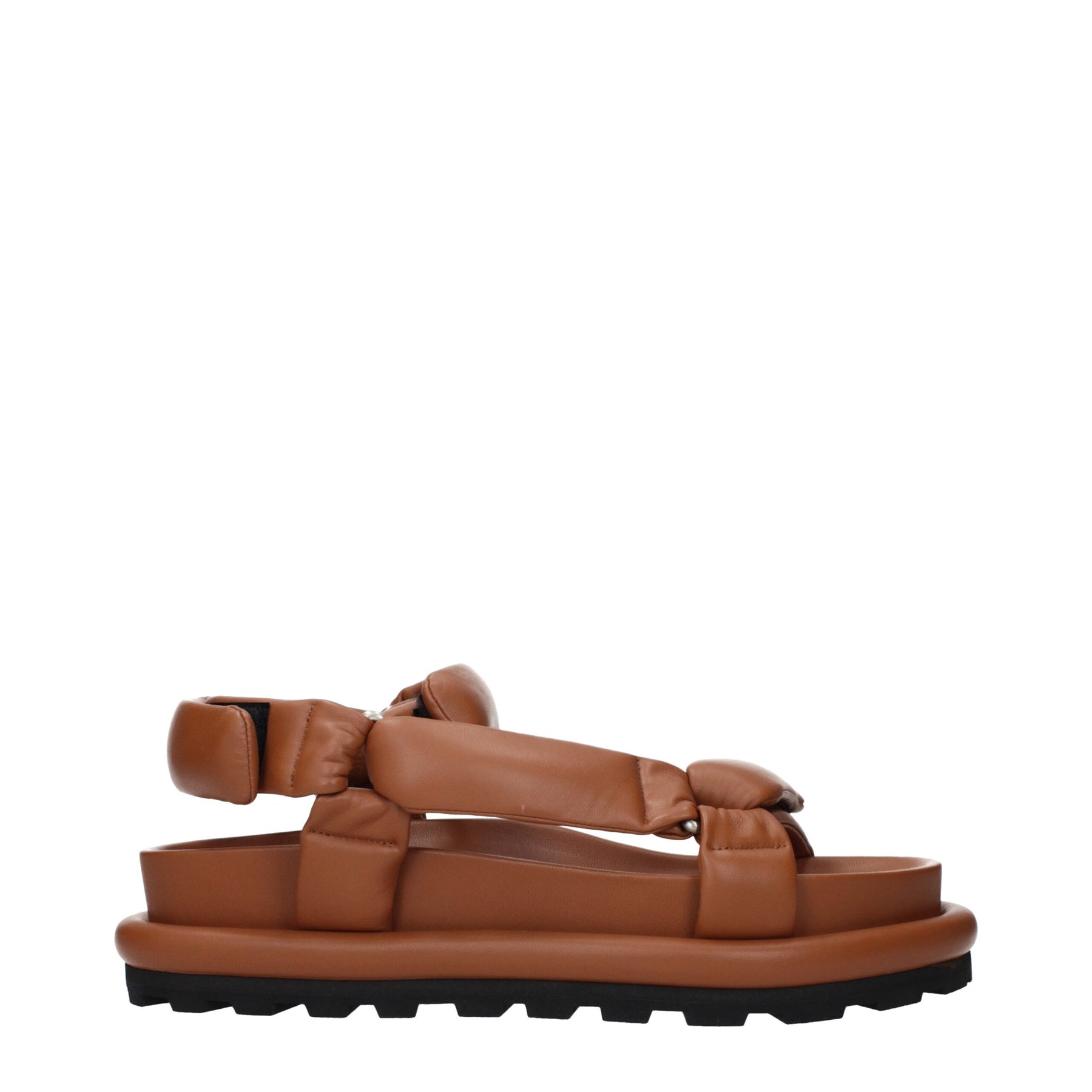 Jil Sander Brown Leather Strap-On Sandals | Regal Royce