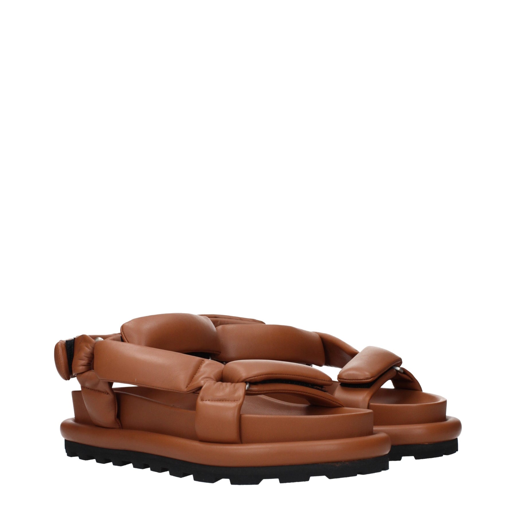 Jil Sander Brown Leather Strap-On Sandals | Regal Royce