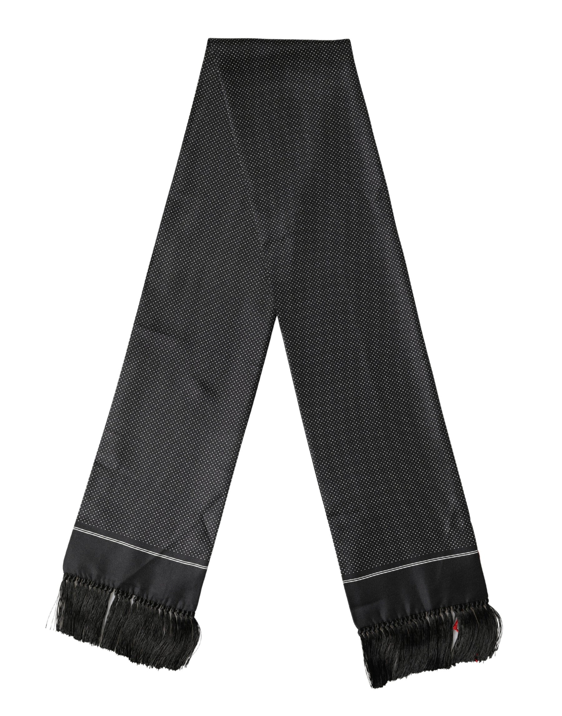 Dolce & Gabbana Black Silk Polka Dot Crown Foulard 140cm X 16.5cm Scarf | Regal Royce