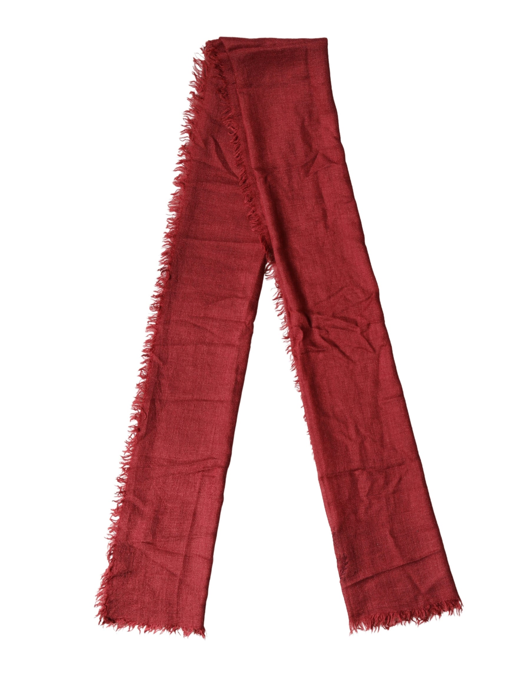 Dolce & Gabbana Red Cashmere Silk Fringe Wrap Foulard 200cm X 70cm Scarf | Regal Royce
