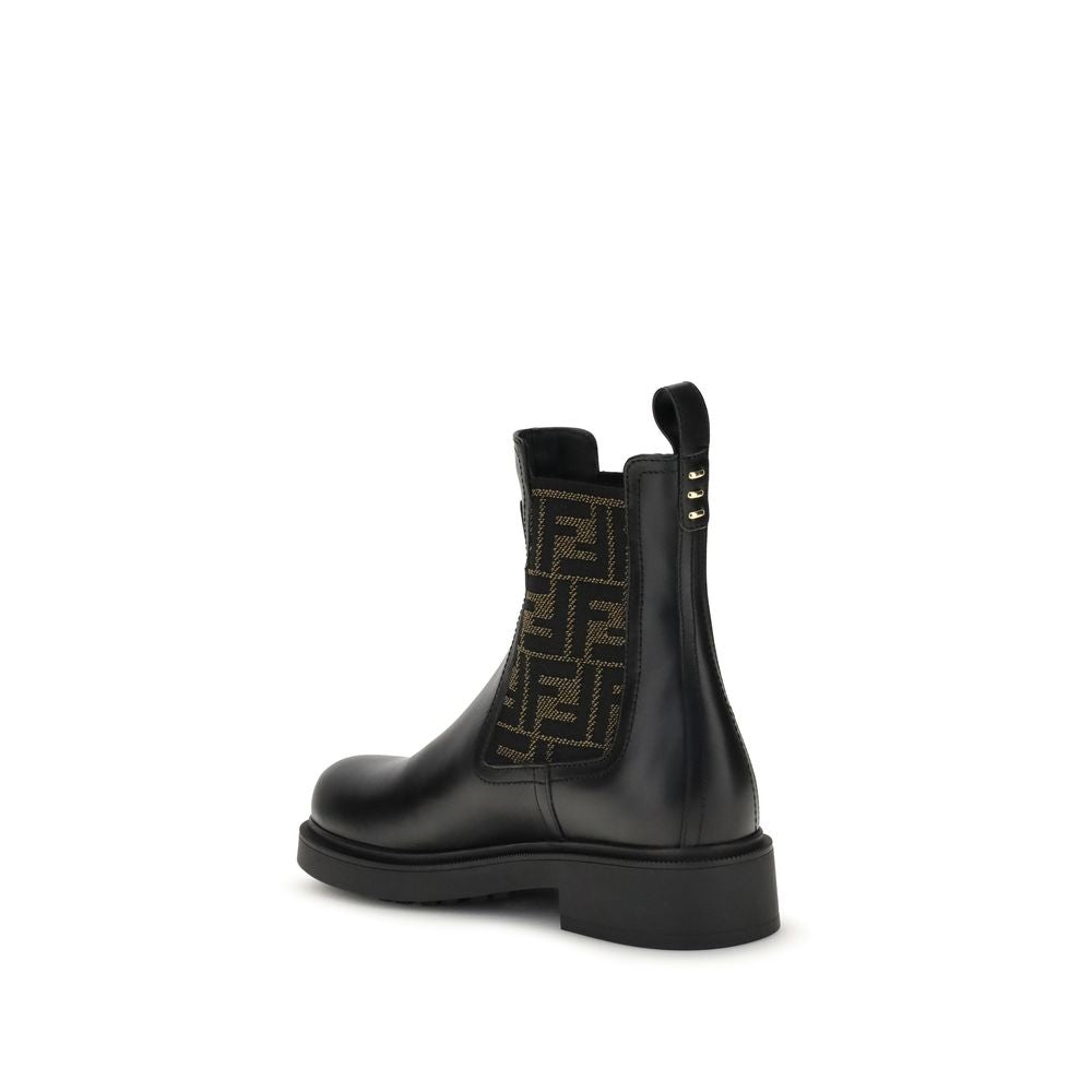Fendi Black Calf Leather Bos Taurus Ankle Boots | Regal Royce
