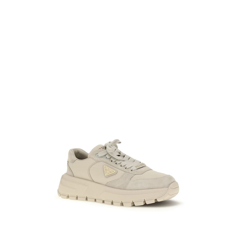 Prada Beige Recycled Polyamide Athletic Sneakers | Regal Royce
