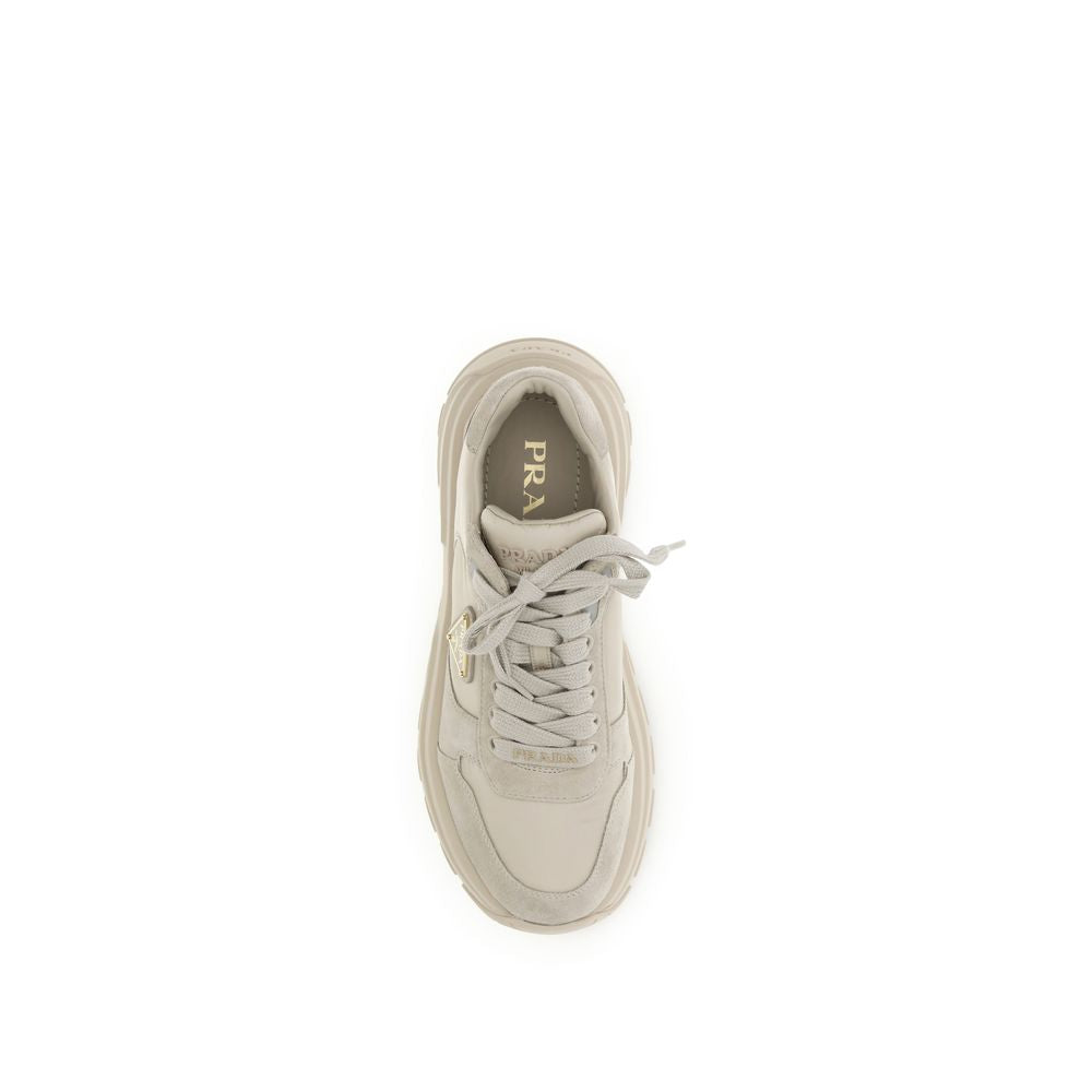 Prada Beige Recycled Polyamide Athletic Sneakers | Regal Royce