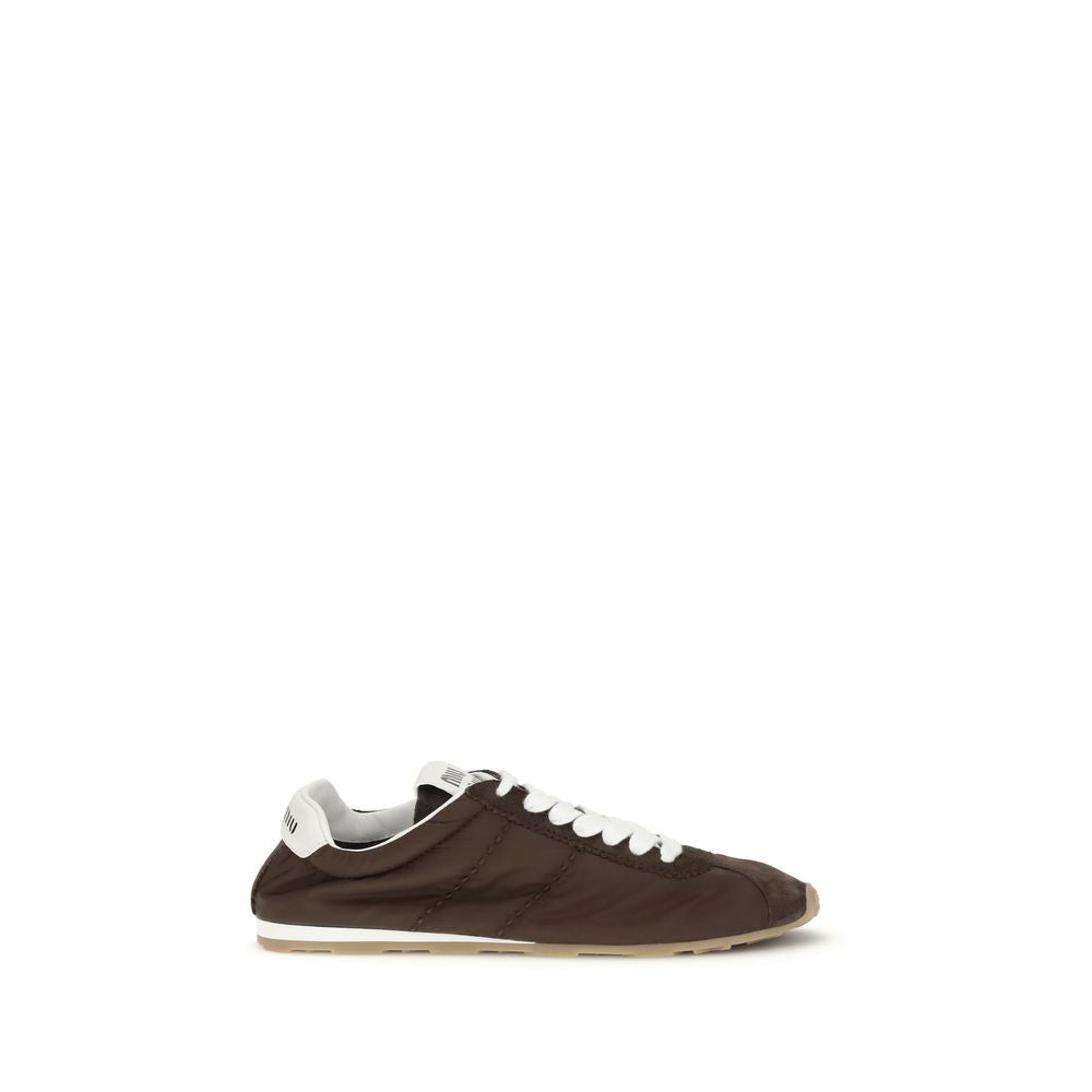 Miu Miu Brown Calf Leather Bos Taurus Low Top Sneakers | Regal Royce