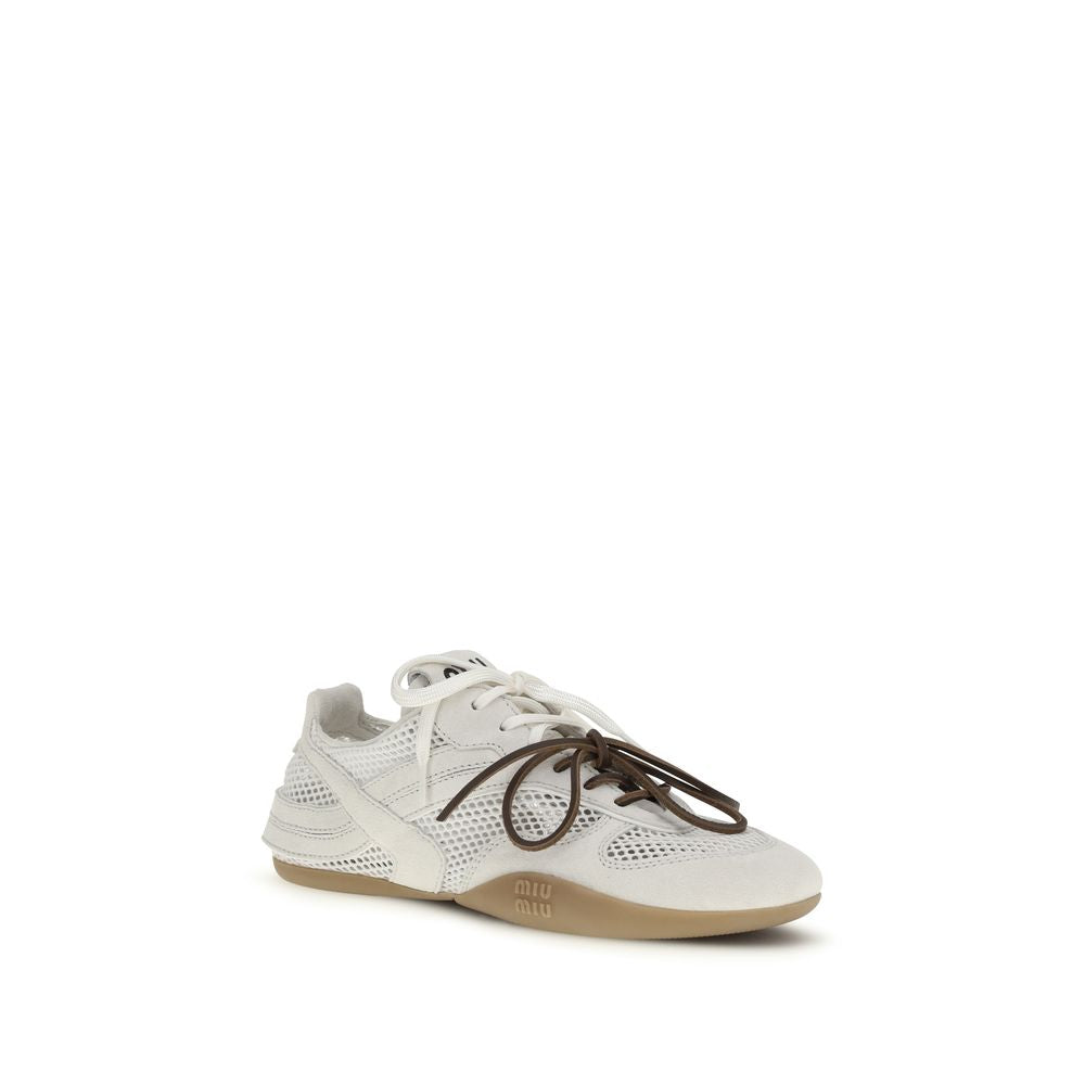 Miu Miu White Calf Leather Bos Taurus Athletic Sneakers | Regal Royce