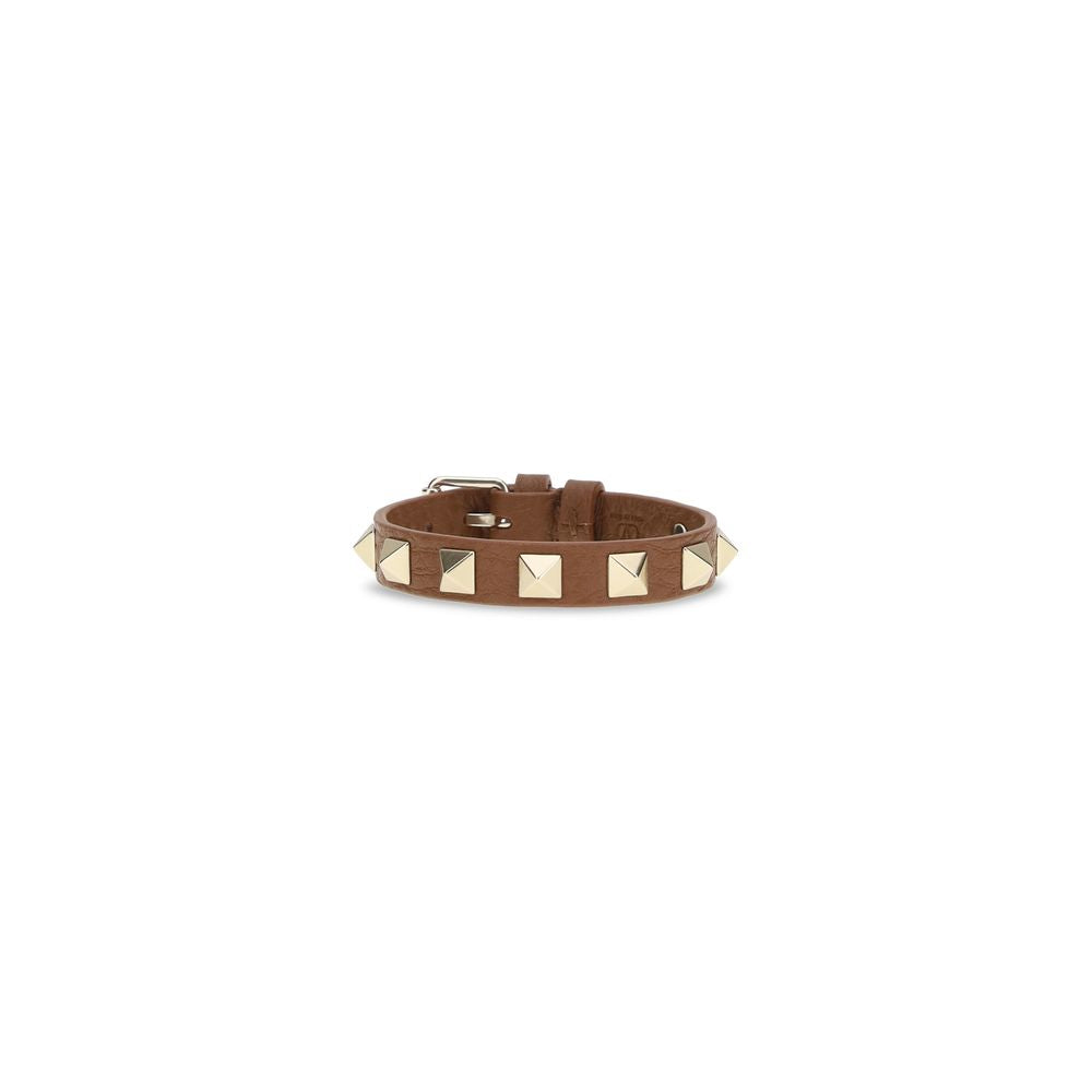 Valentino Garavani Brown Calf Leather Bos Taurus Bracelet | Regal Royce