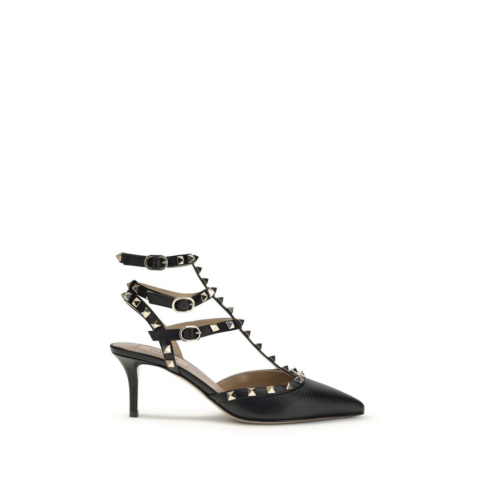 Valentino Garavani Black Calf Leather Bos Taurus Pumps | Regal Royce