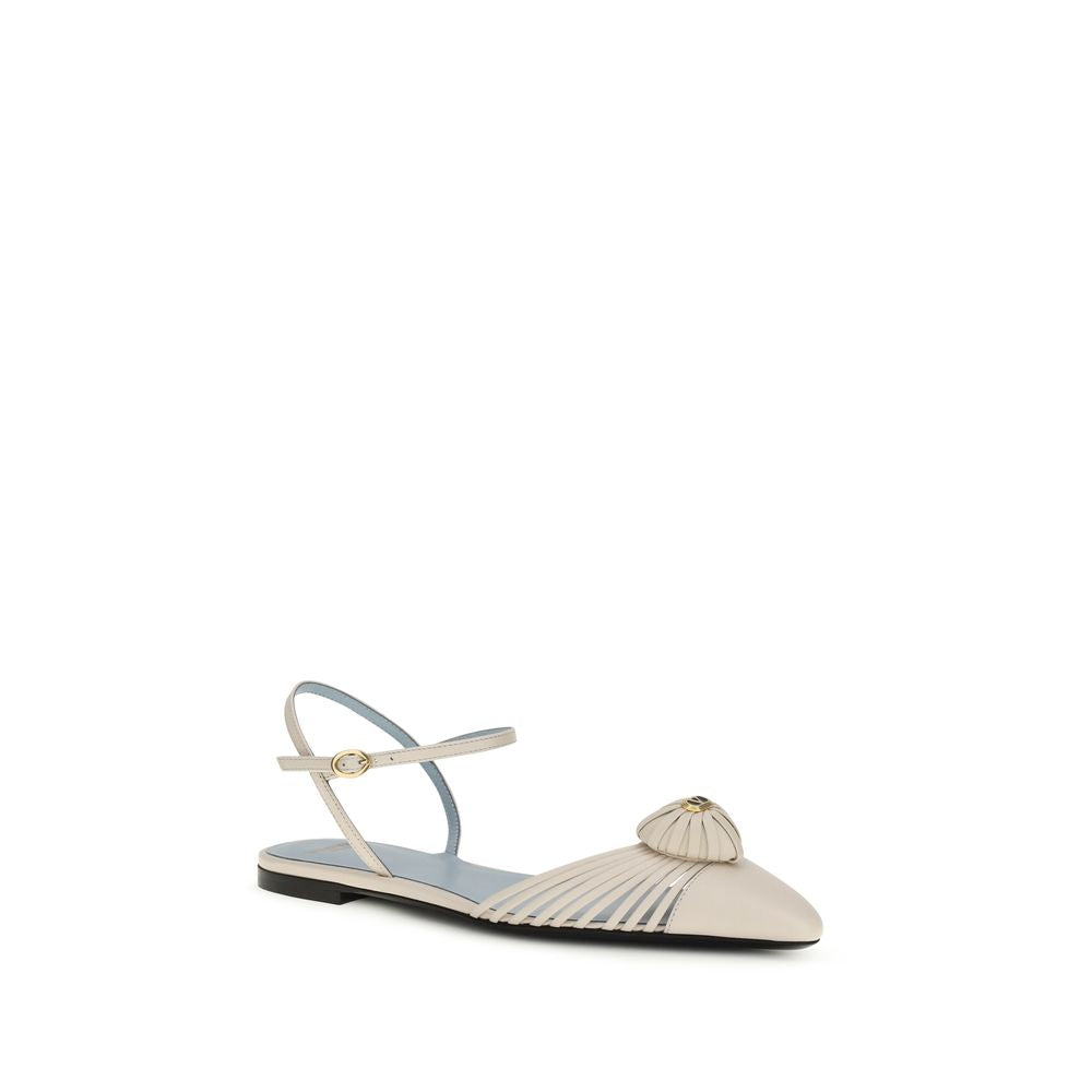 Valentino Garavani Beige Calf Leather Bos Taurus Sandals | Regal Royce