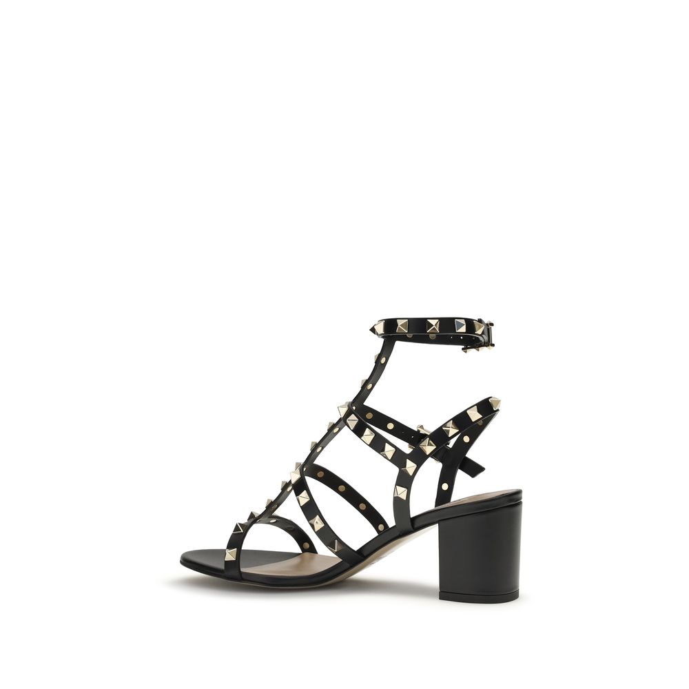 Valentino Garavani Black Calf Leather Bos Taurus Platform Sandals | Regal Royce