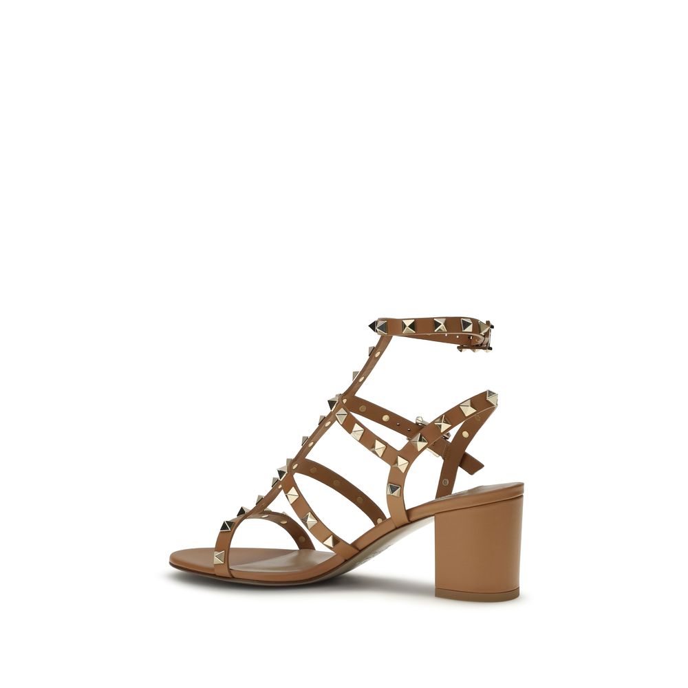 Valentino Garavani Beige Calf Leather Bos Taurus Strap-On Sandals | Regal Royce
