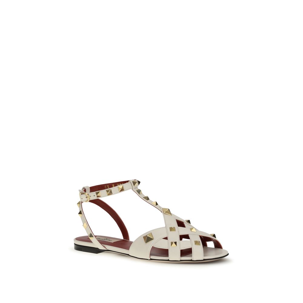 Valentino Garavani Beige Goatskin Flat Sandals | Regal Royce
