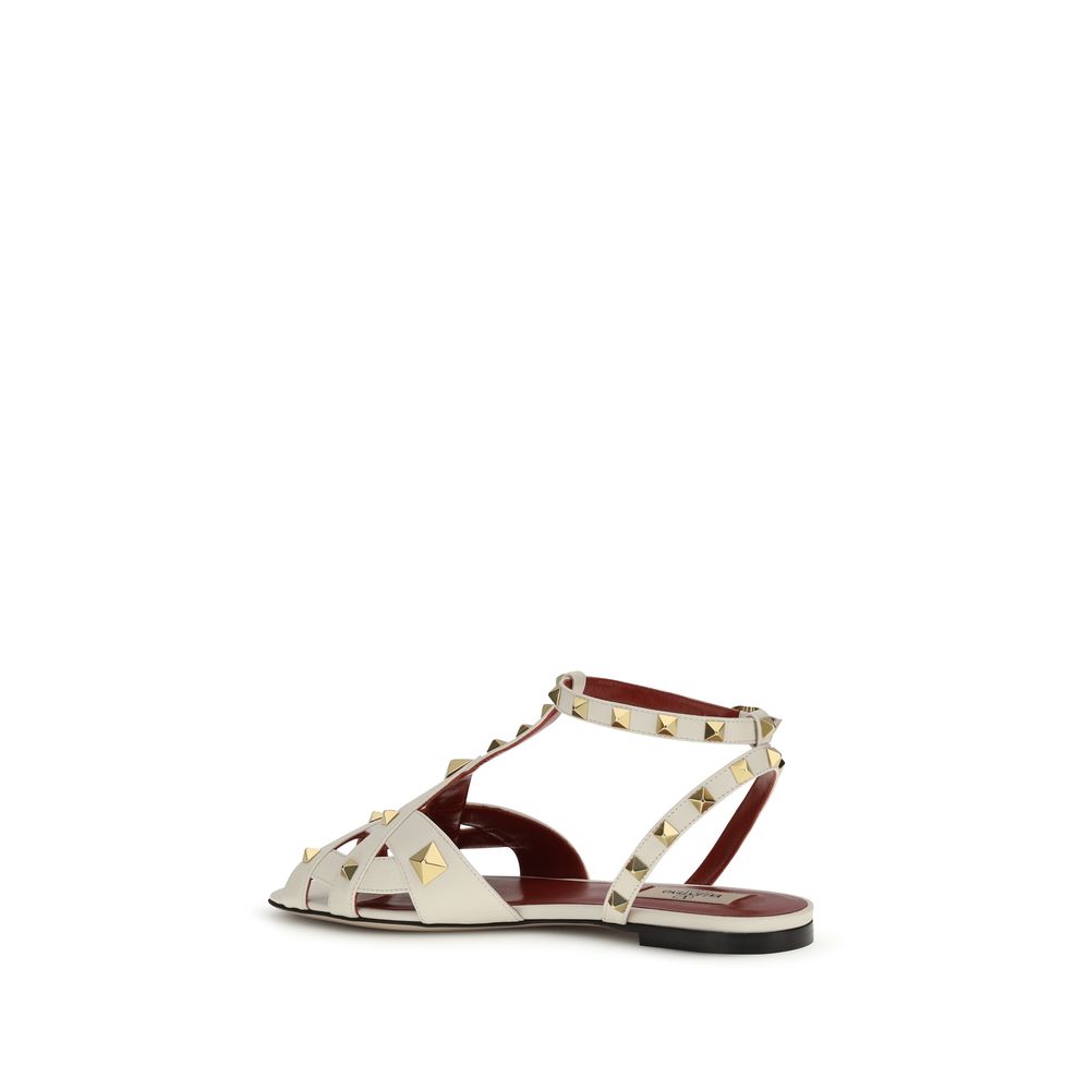 Valentino Garavani Beige Goatskin Flat Sandals | Regal Royce