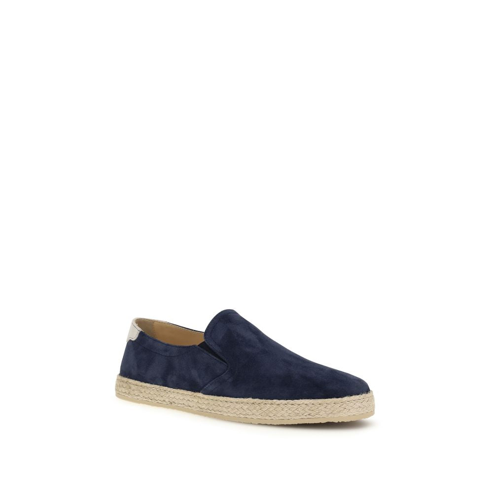 Brunello Cucinelli Blue Calf Leather Bos Taurus Espadrilles | Regal Royce