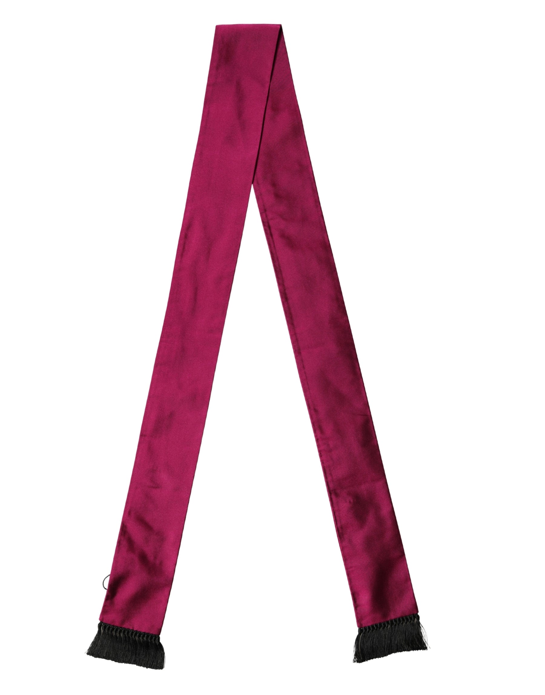 Dolce & Gabbana Burgundy Silk Fringe Neck Wrap Foulard 160.5cm x 8cm  Scarf | Regal Royce