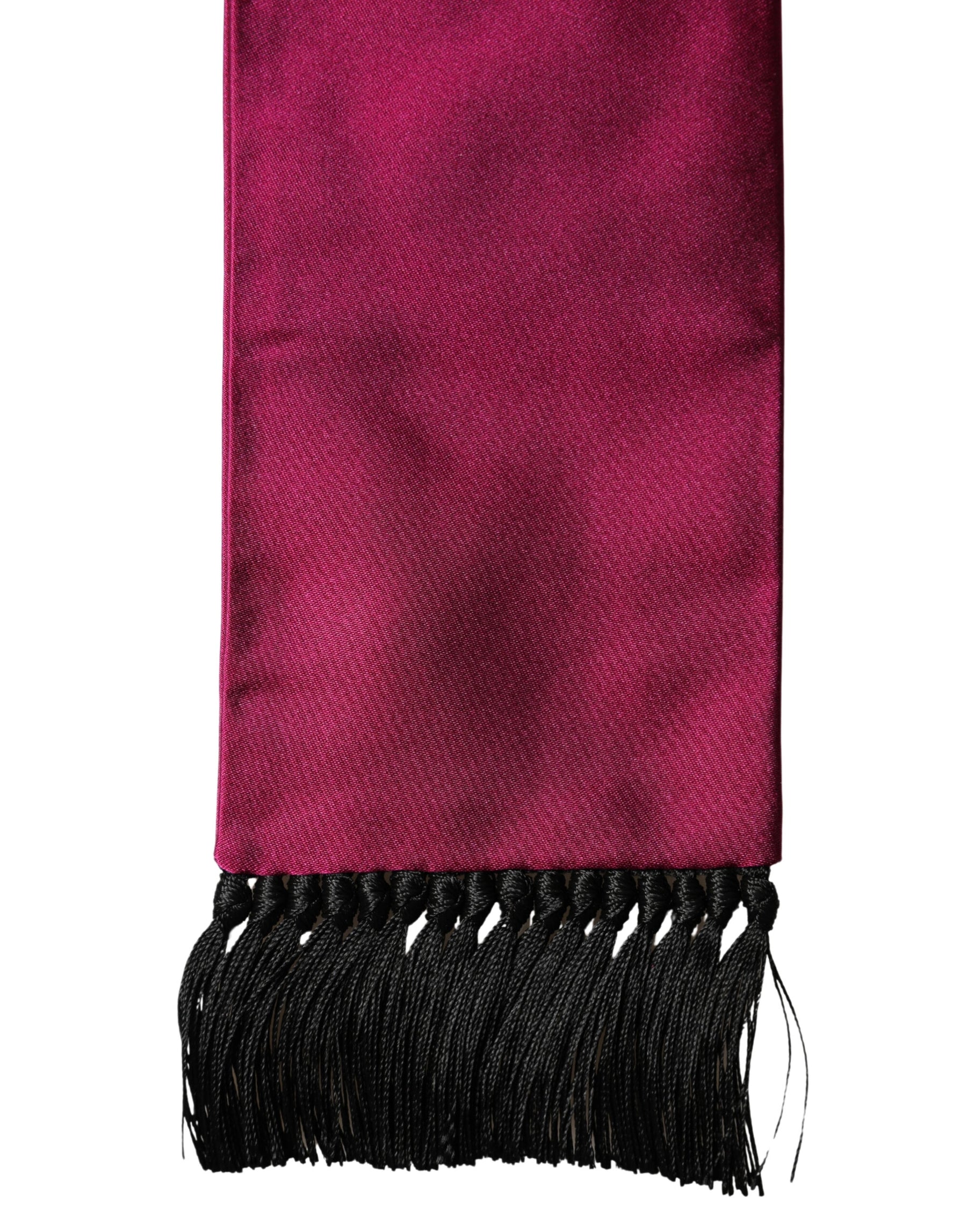 Dolce & Gabbana Burgundy Silk Fringe Neck Wrap Foulard 160.5cm x 8cm  Scarf | Regal Royce