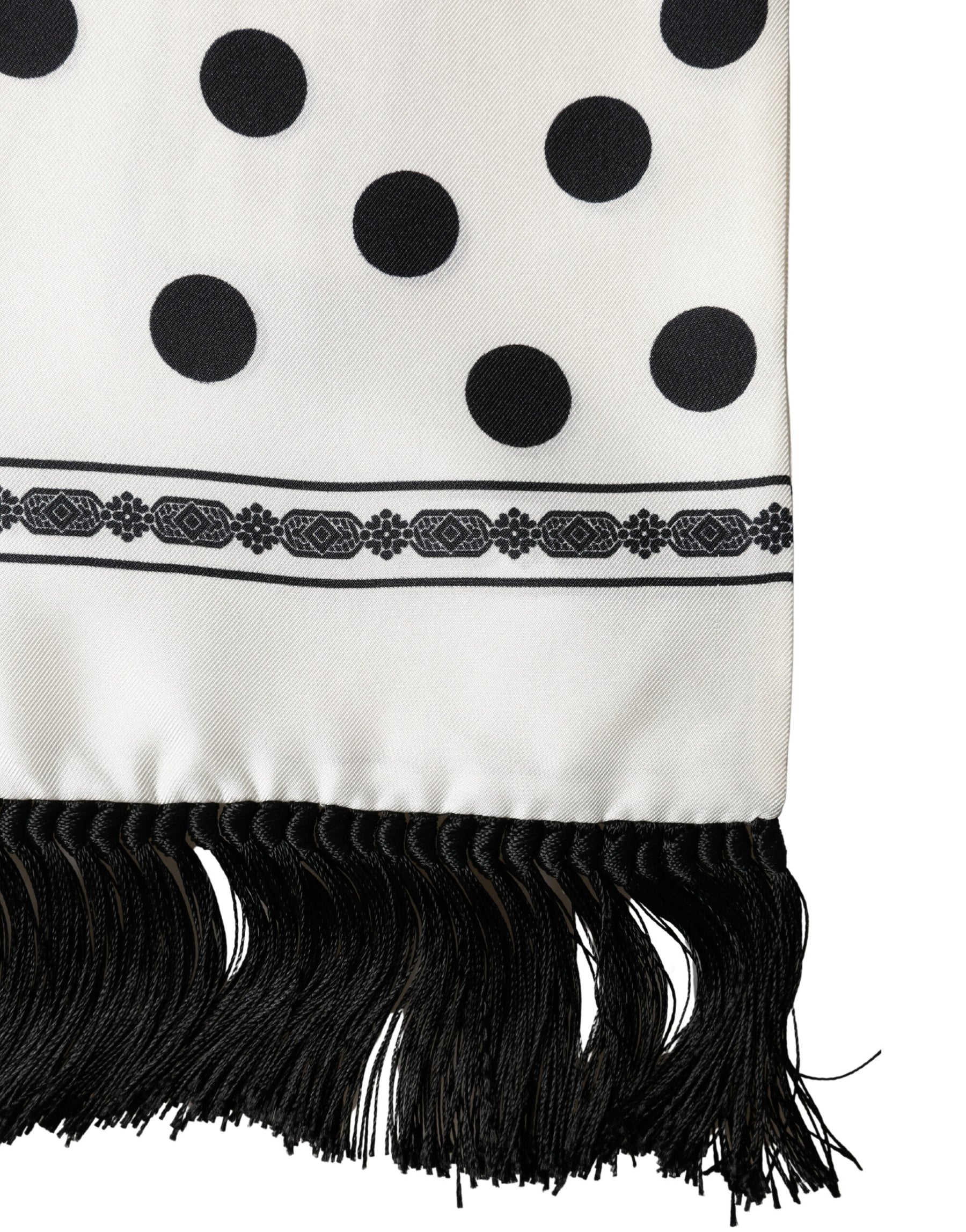 Dolce & Gabbana White Black Polka Dot Neck Wrap Foulard 165.5cmx32cm Scarf | Regal Royce