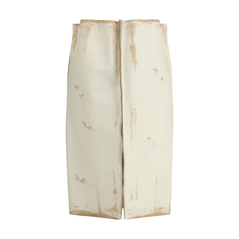 Prada White Leather Midi Skirt | Regal Royce