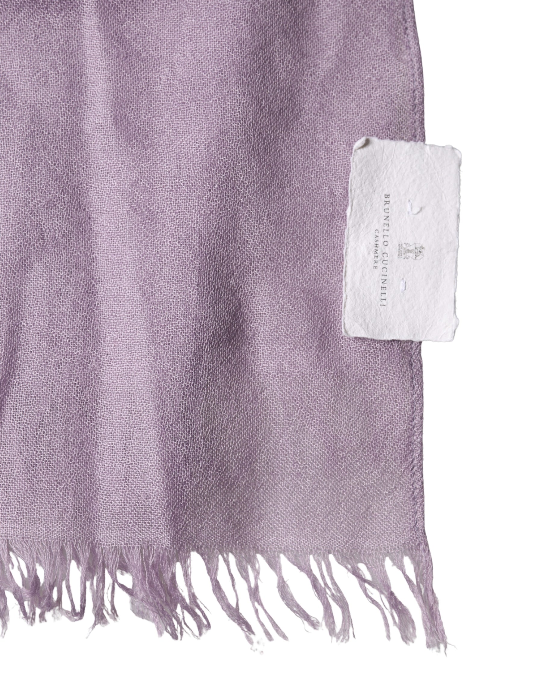 Brunello Cucinelli Purple Cashmere Silk Fringe Wrap 200cm x 95cm Scarf | Regal Royce