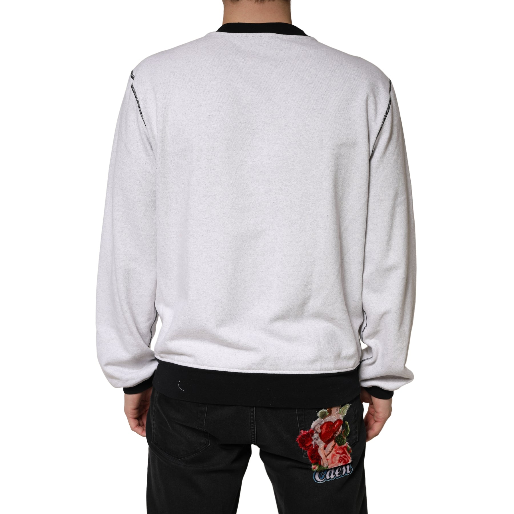 Dolce & Gabbana Light Grey Cotton Crewneck Sweatshirt Sweater | Regal Royce