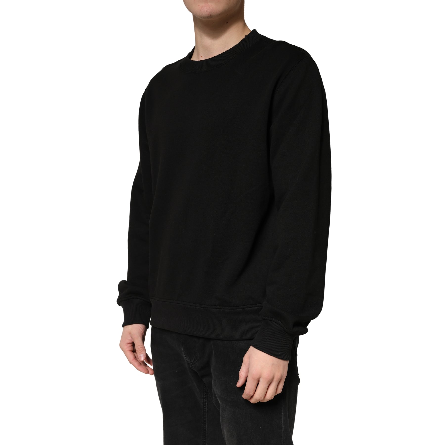 Dolce & Gabbana Sweater Black Cotton Crewneck Sweatshirt | Regal Royce
