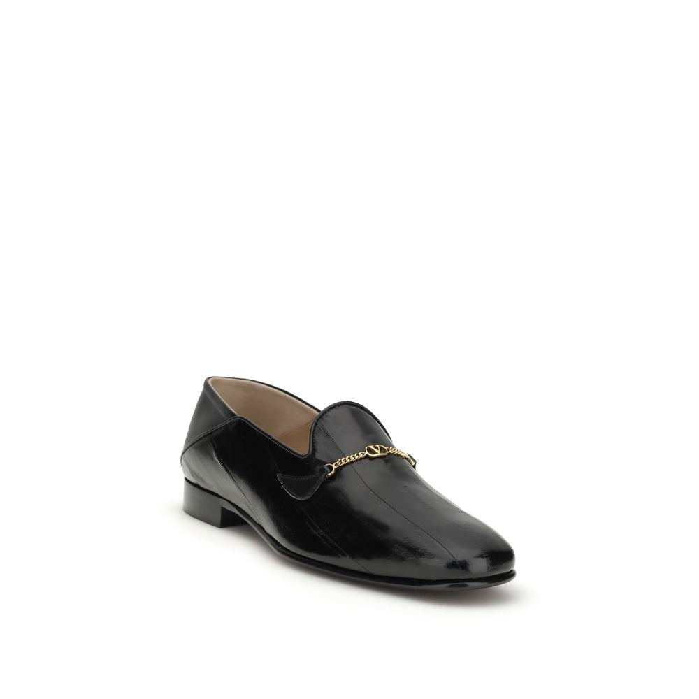 Valentino Garavani Black Calf Leather Bos Taurus Slip-On Loafers | Regal Royce