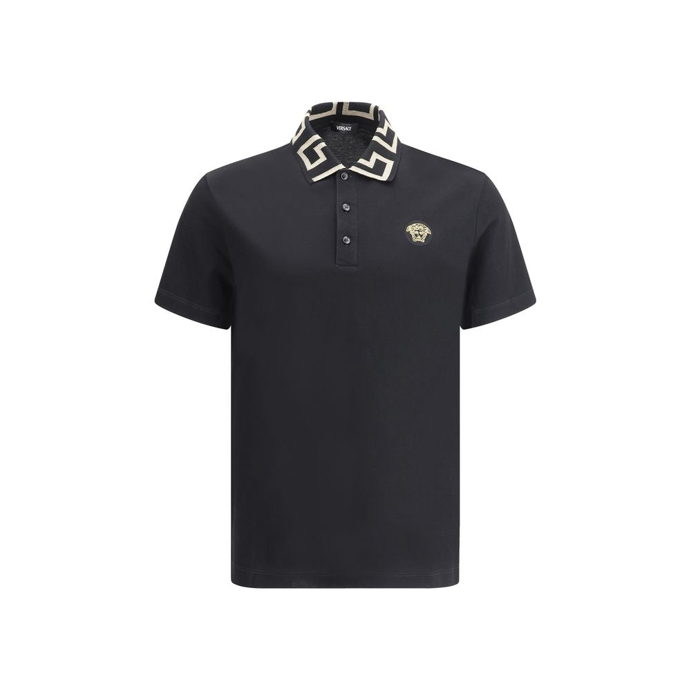 Versace Black Cotton Polo Shirt | Regal Royce