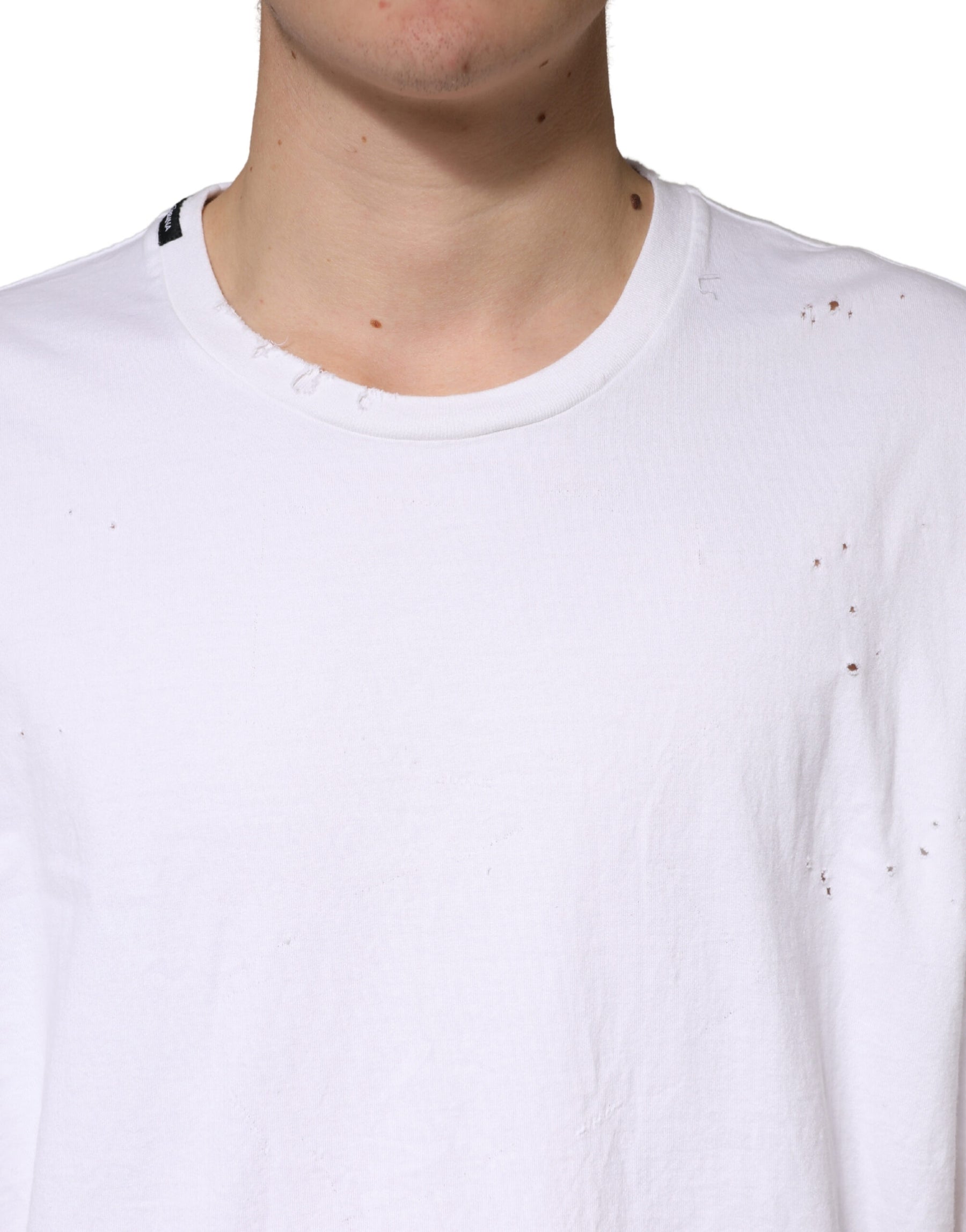 Dolce & Gabbana White Cotton Crewneck Short Sleeve T-Shirt | Regal Royce