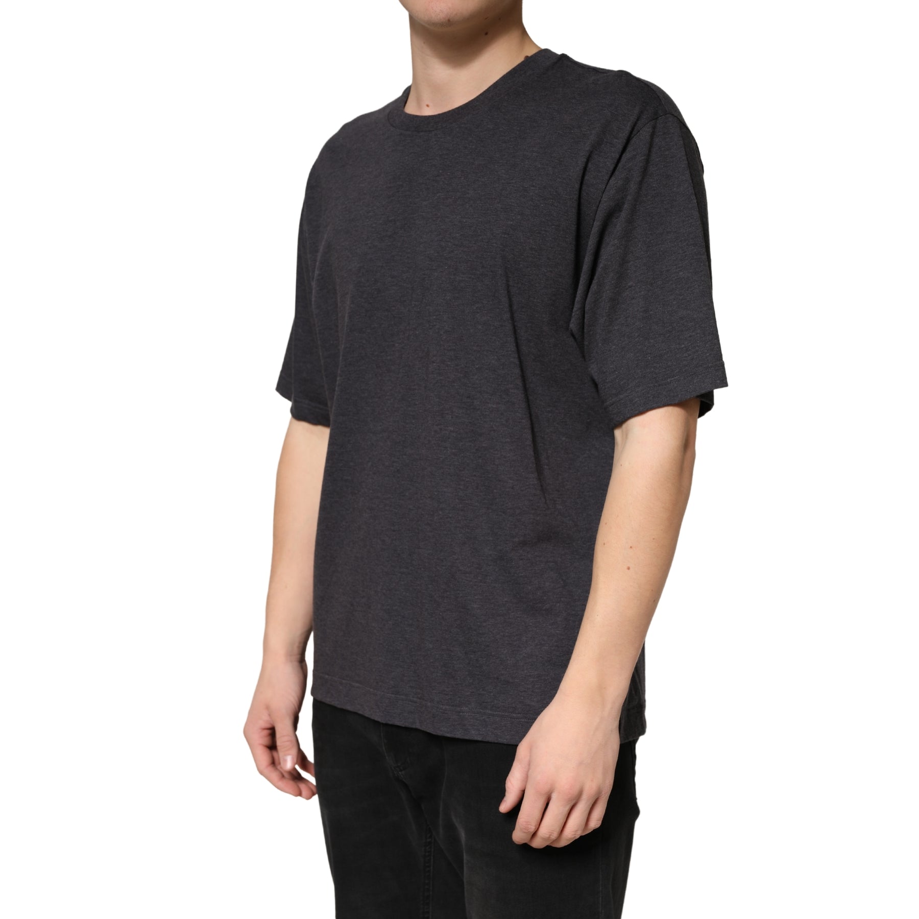 Dolce & Gabbana Dark Grey Cotton Crewneck Short Sleeve | Regal Royce