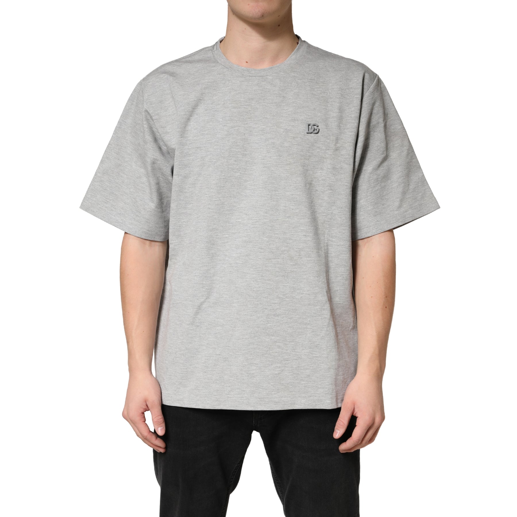 Dolce & Gabbana Grey Cotton Crewneck Short Sleeve T-Shirt | Regal Royce