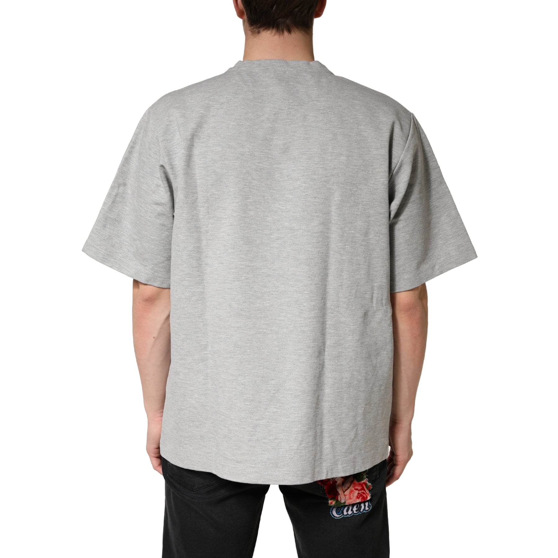 Dolce & Gabbana Grey Cotton Crewneck Short Sleeve T-Shirt | Regal Royce