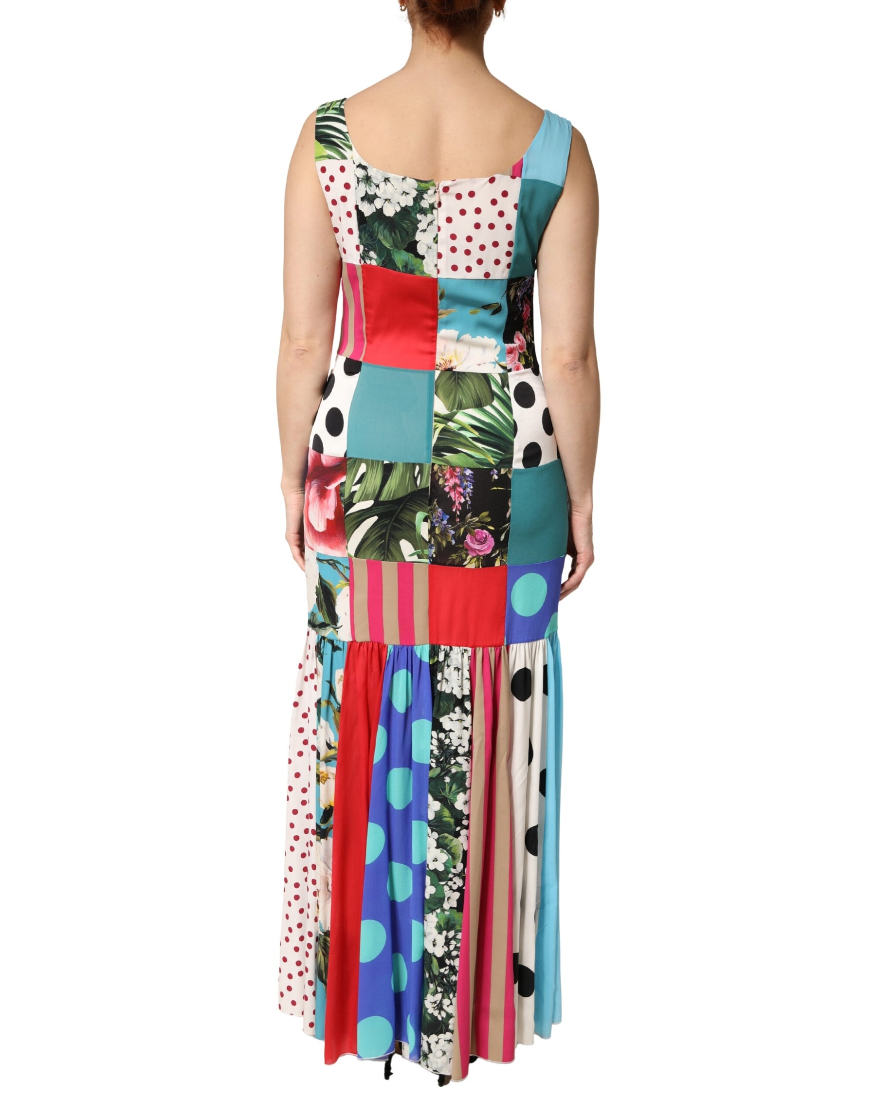 Dolce & Gabbana Multicolor Patchwork Silk Sleeveless Dress | Regal Royce