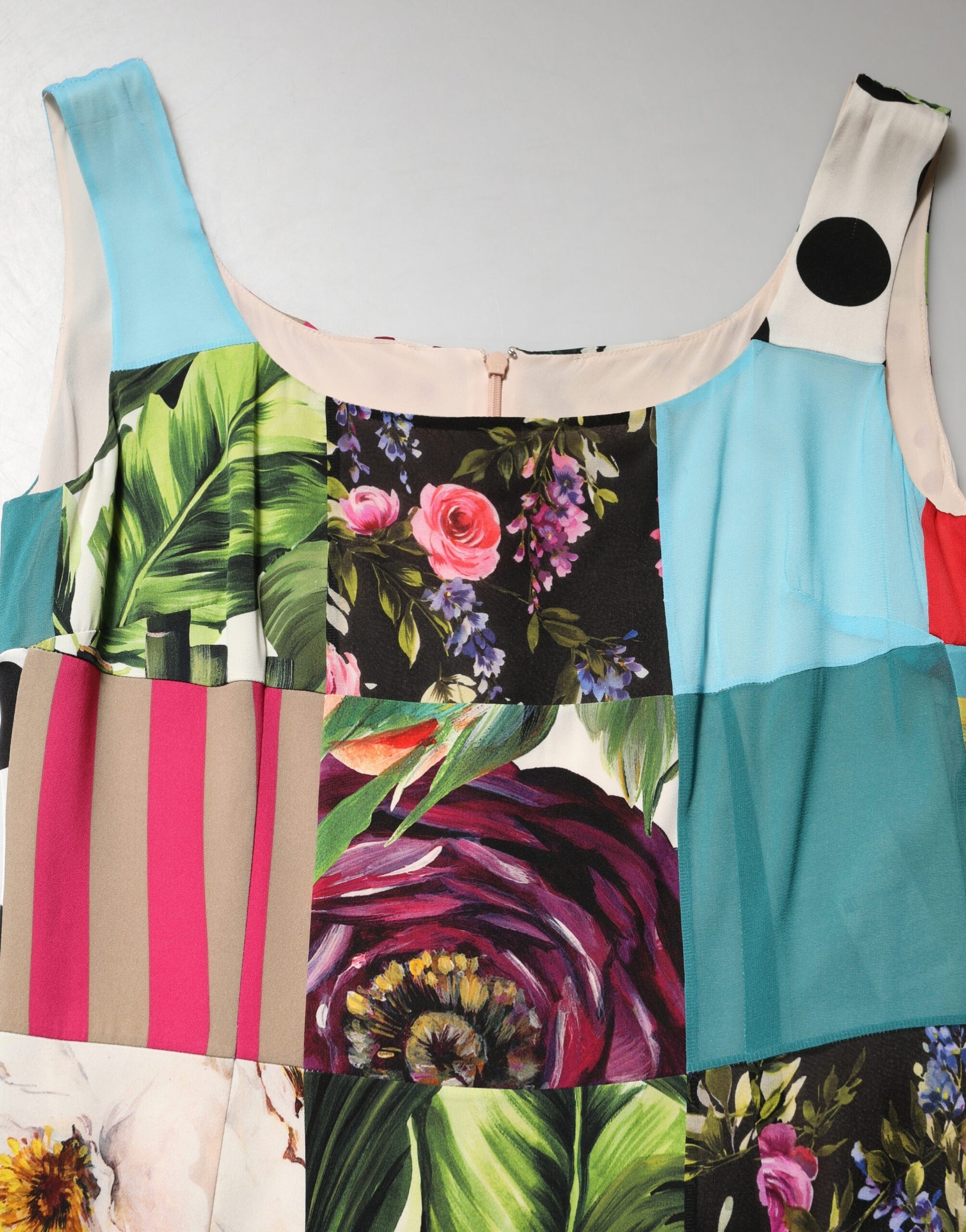 Dolce & Gabbana Multicolor Patchwork Silk Sleeveless Dress | Regal Royce