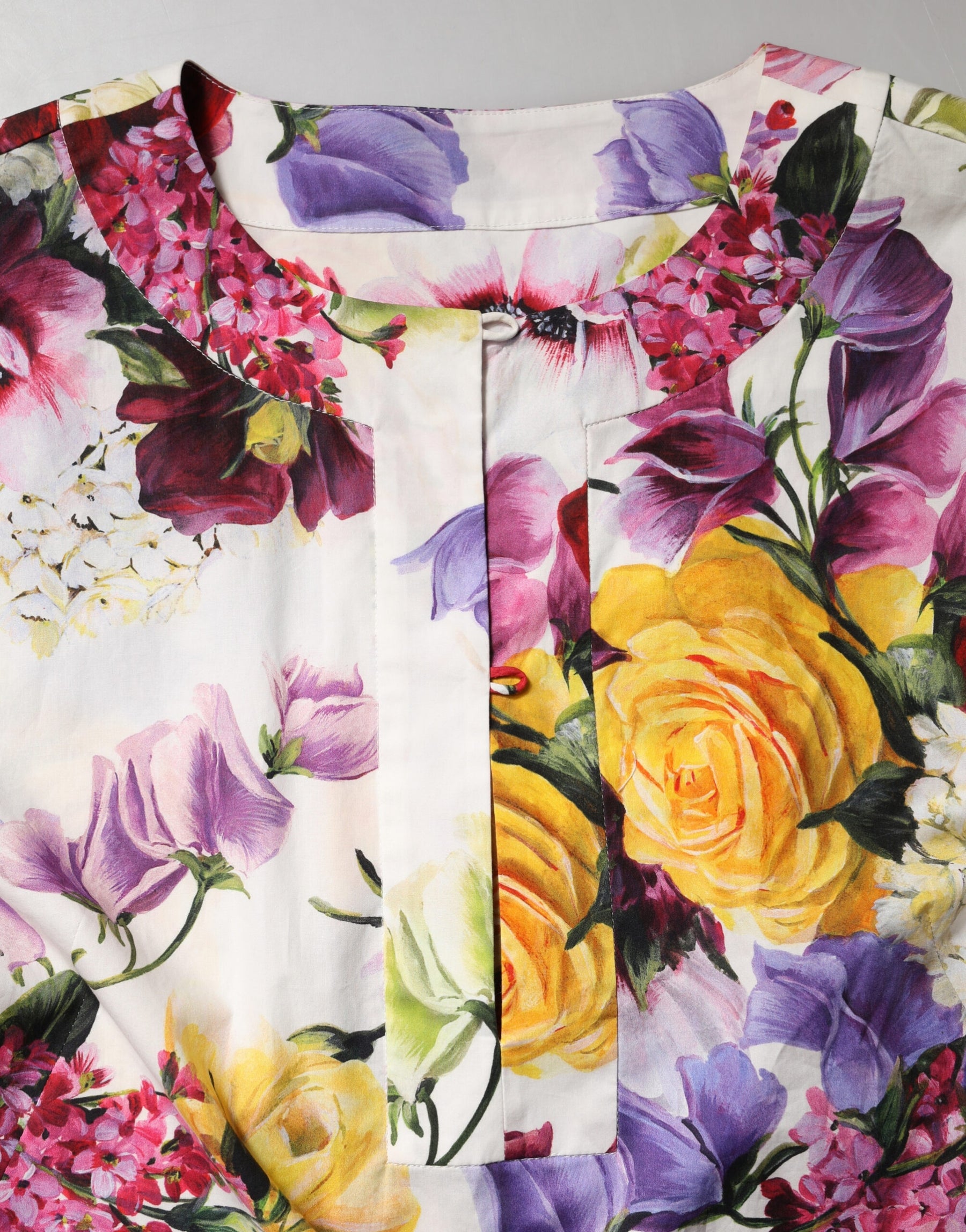 Dolce & Gabbana Multicolor Floral Cotton Longsleeves Midi Dress | Regal Royce