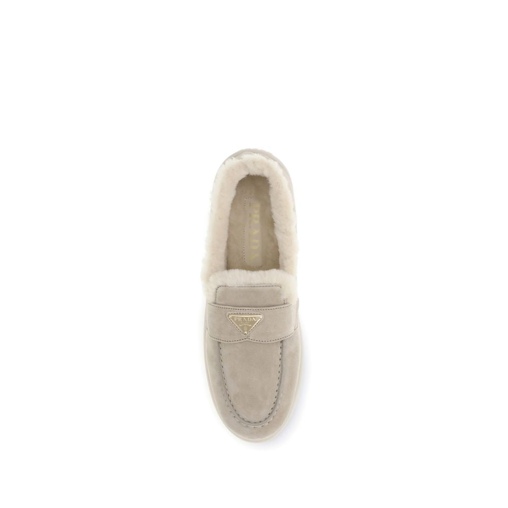 Prada Beige Calf Leather Bos Taurus Slip-On Loafers | Regal Royce