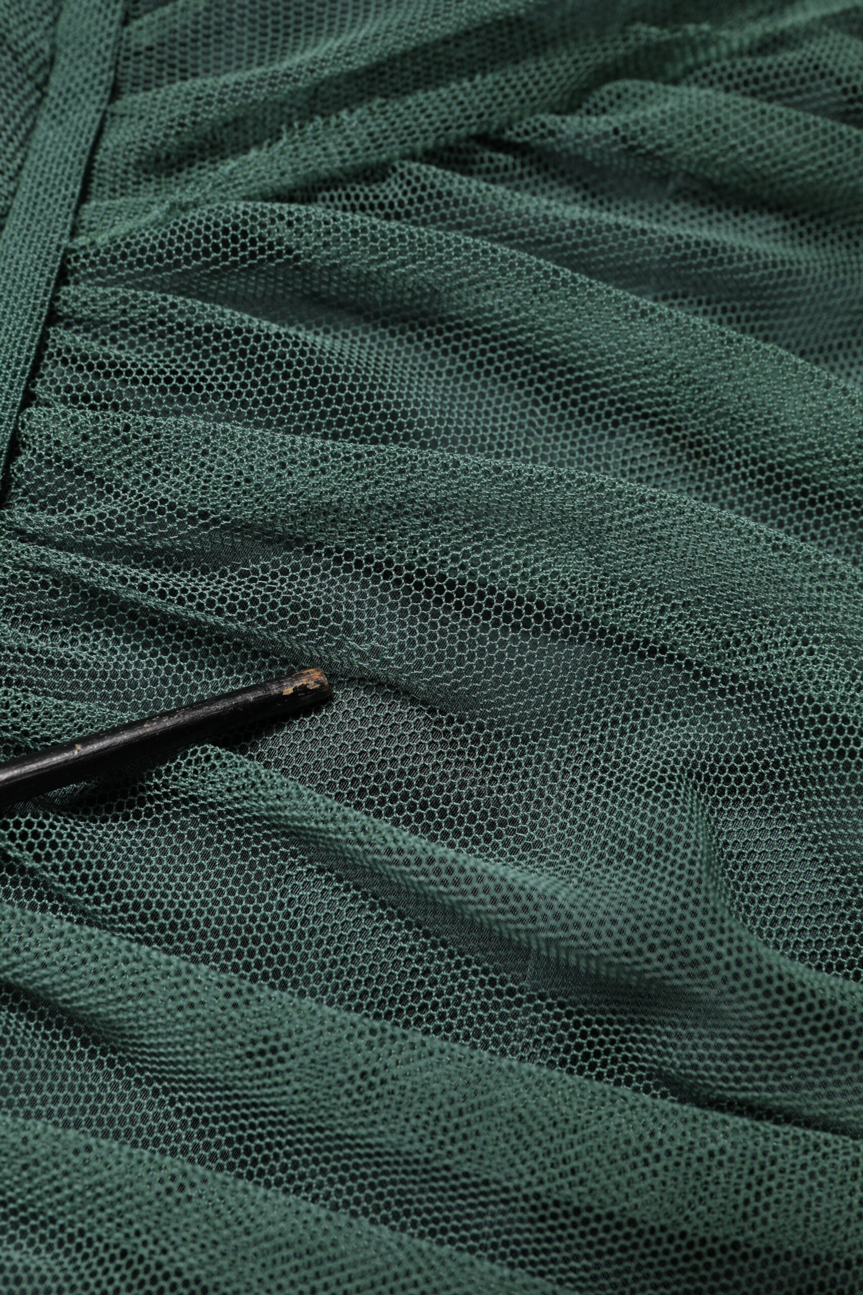 Dolce & Gabbana Green Ruched Mesh Sheer Sleeves Midi Dress | Regal Royce