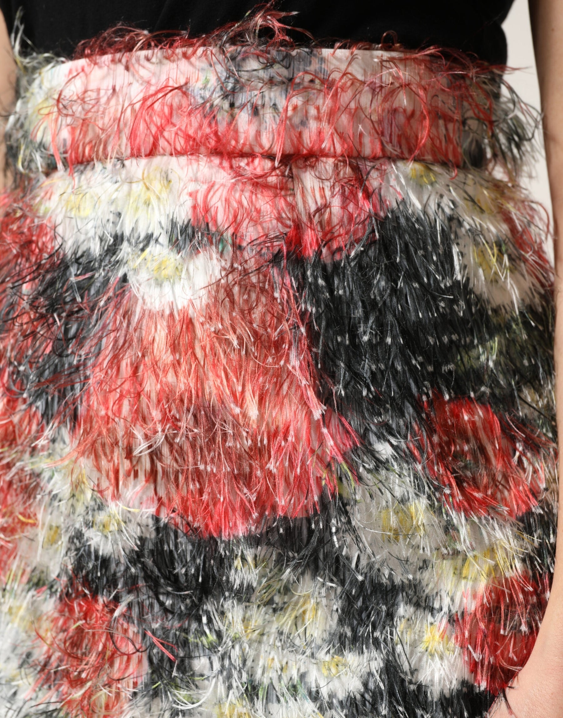 Dolce & Gabbana Multicolor Floral Textured Faux Fur Pencil Skirt | Regal Royce