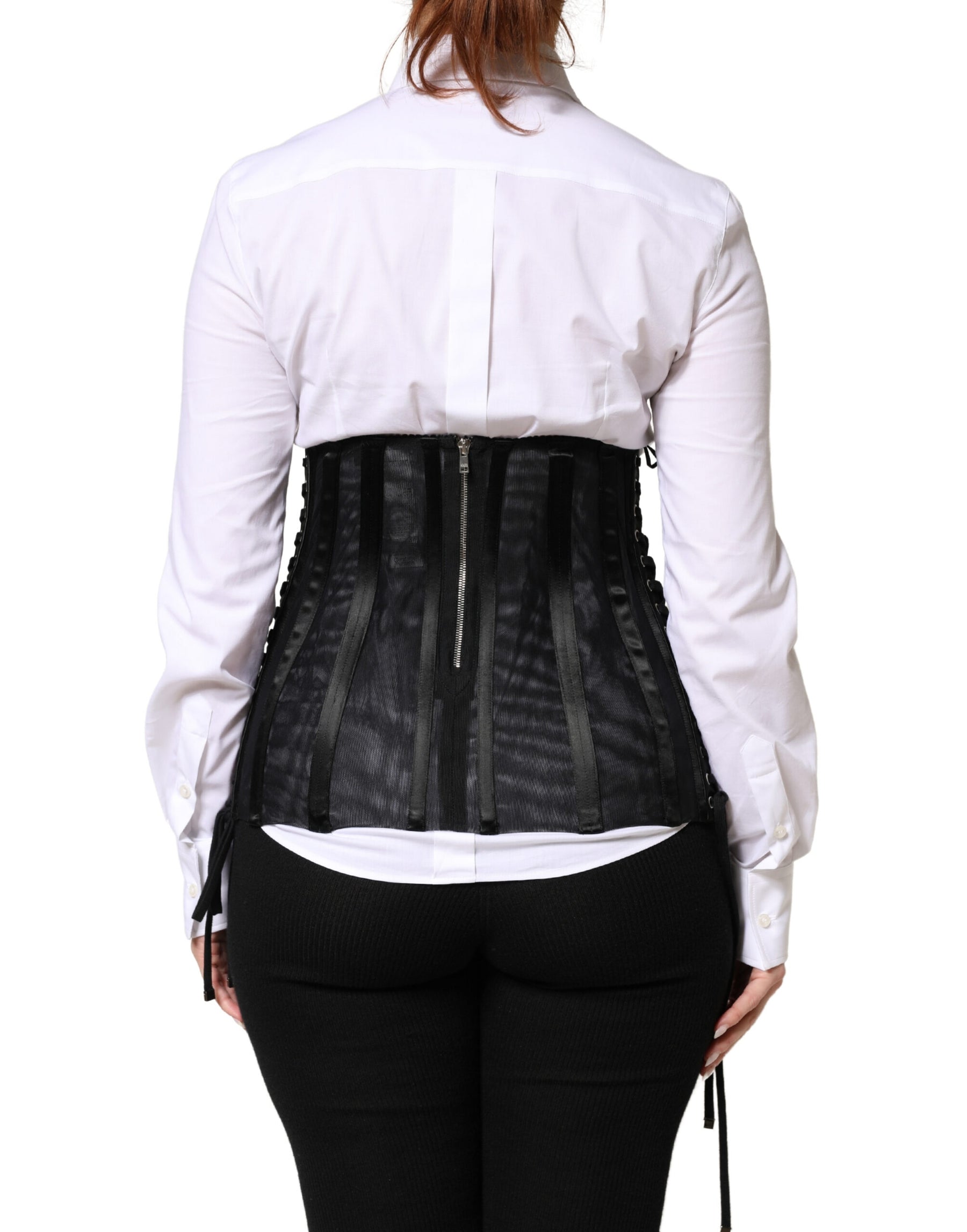 Dolce & Gabbana Black Lace-Up Waist Cincher Bustier Corset Top | Regal Royce